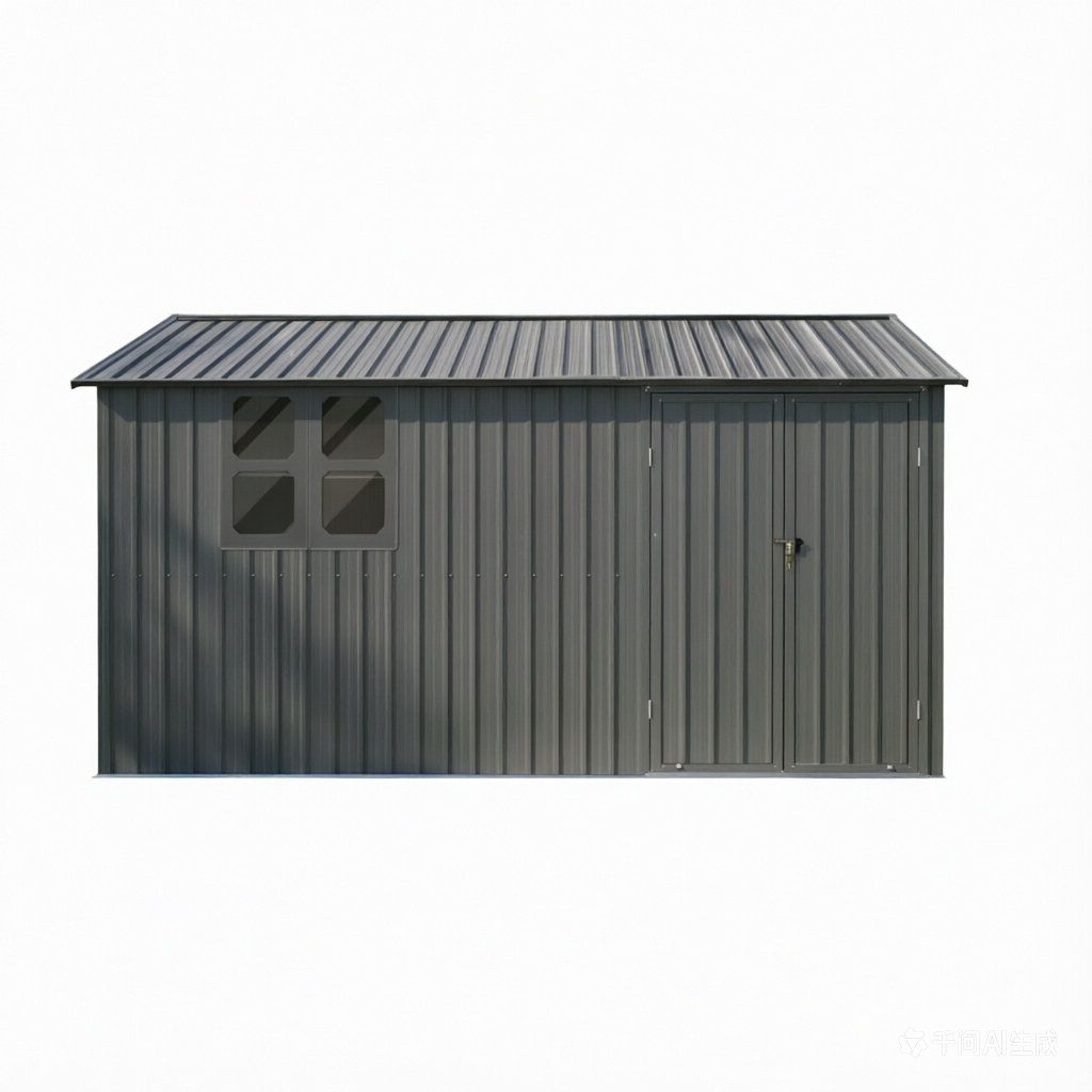 Metal Outdoor Storage Shed With Shelves Window And Foldable Worktable  Gray 15
