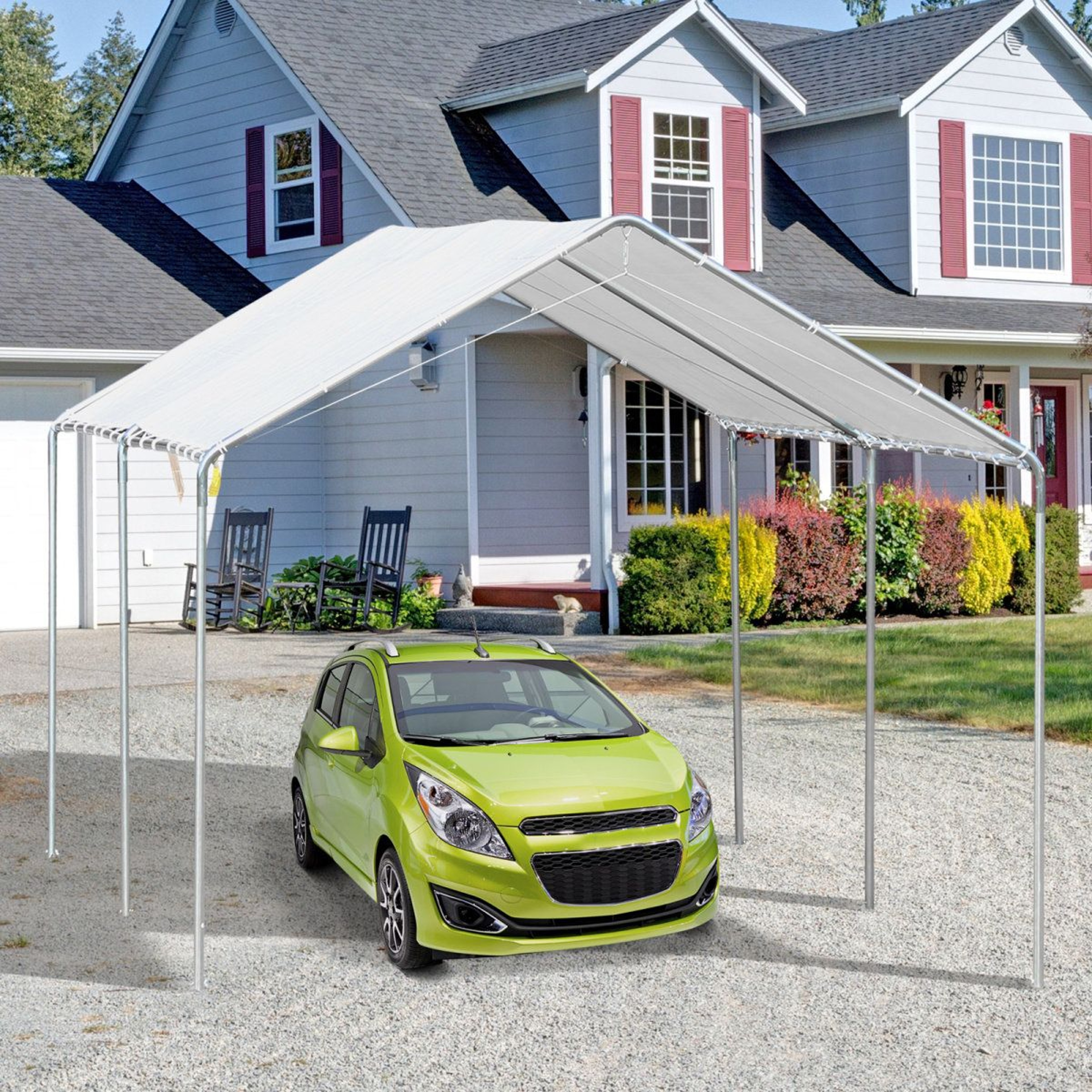 10 X 20 Heavy Duty Steel Carport Canopy With Galvanized Frame And Anchor Kit 1