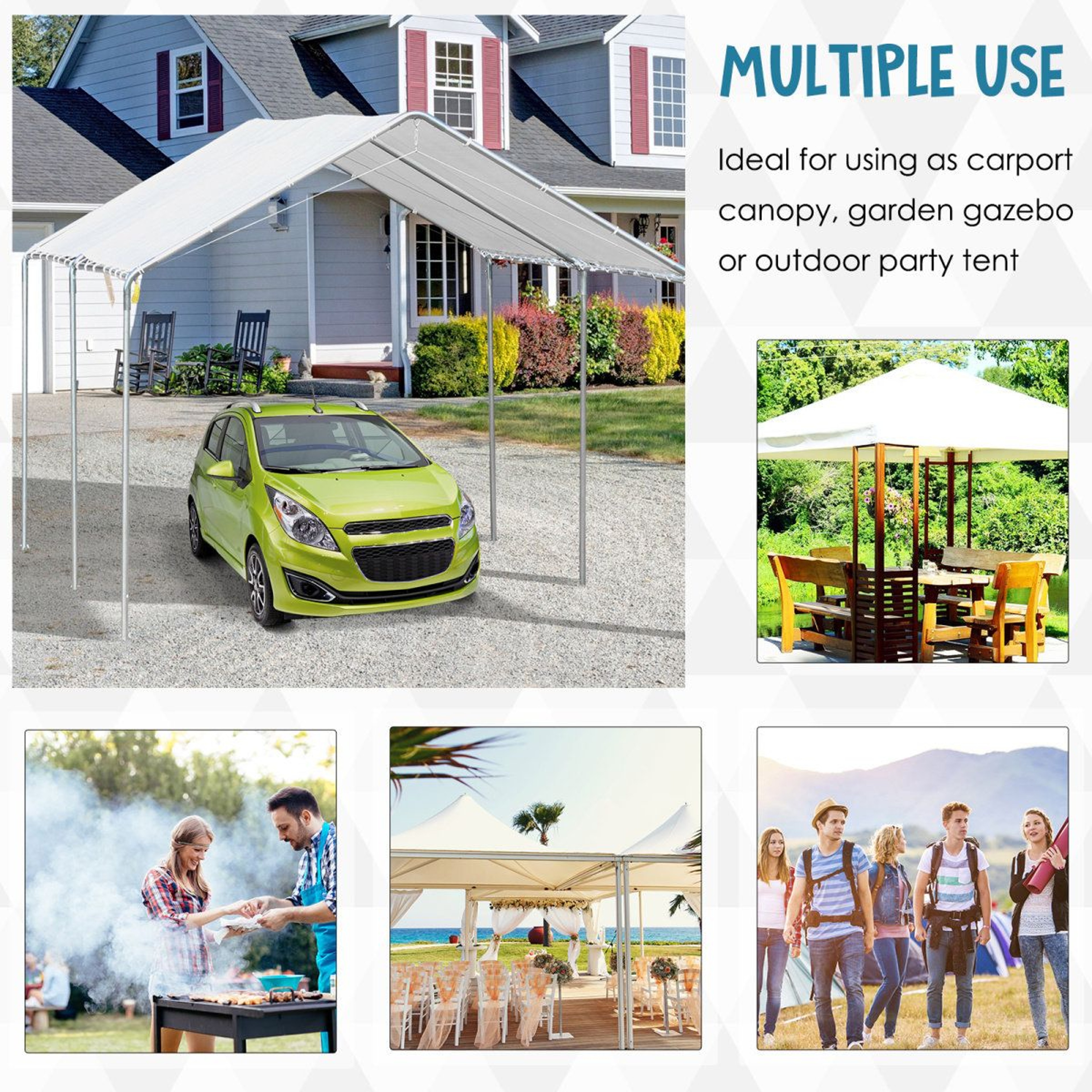 10 X 20 Heavy Duty Steel Carport Canopy With Galvanized Frame And Anchor Kit 4