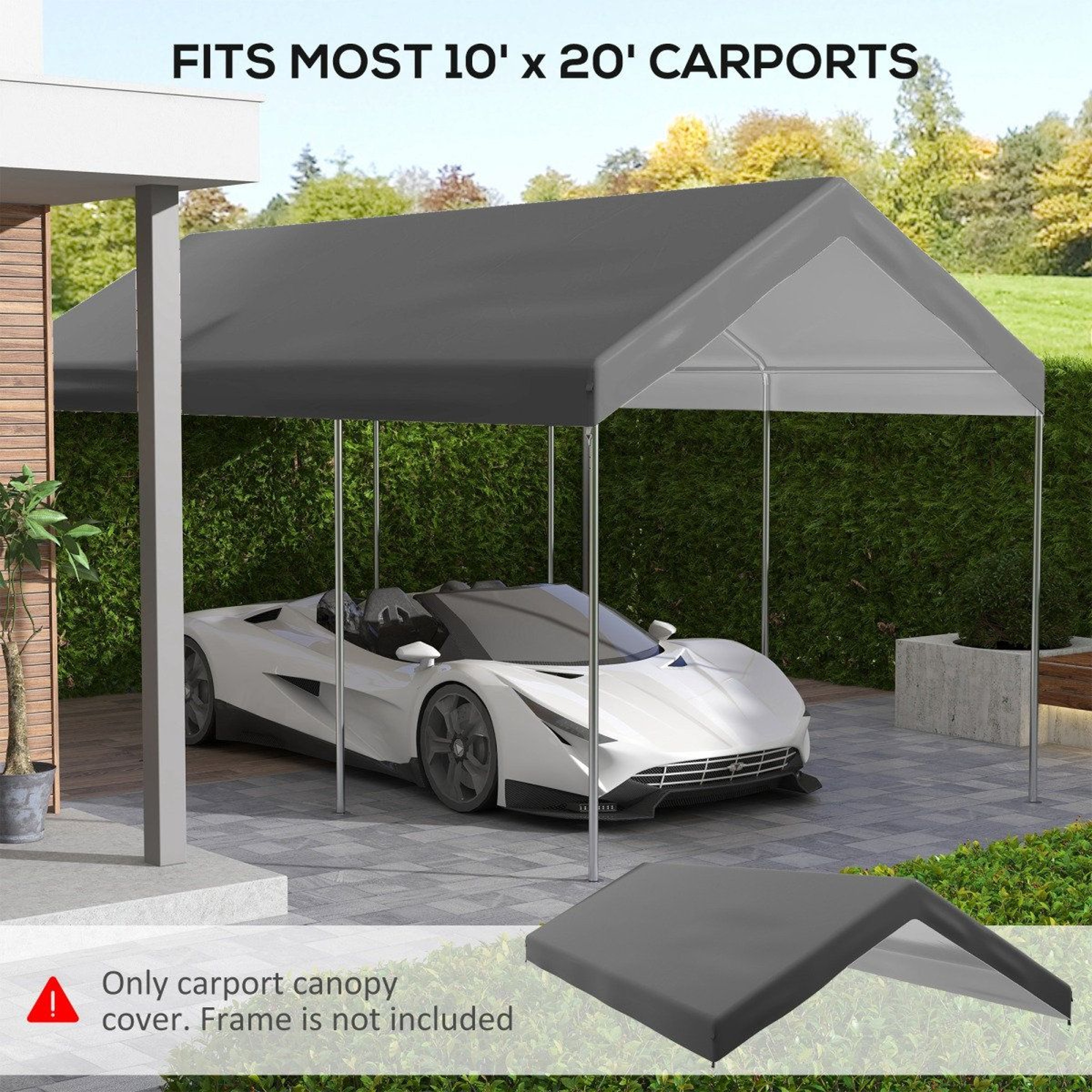 10 X 20 Carport Replacement Canopy Cover With Waterproof UV Protection 2