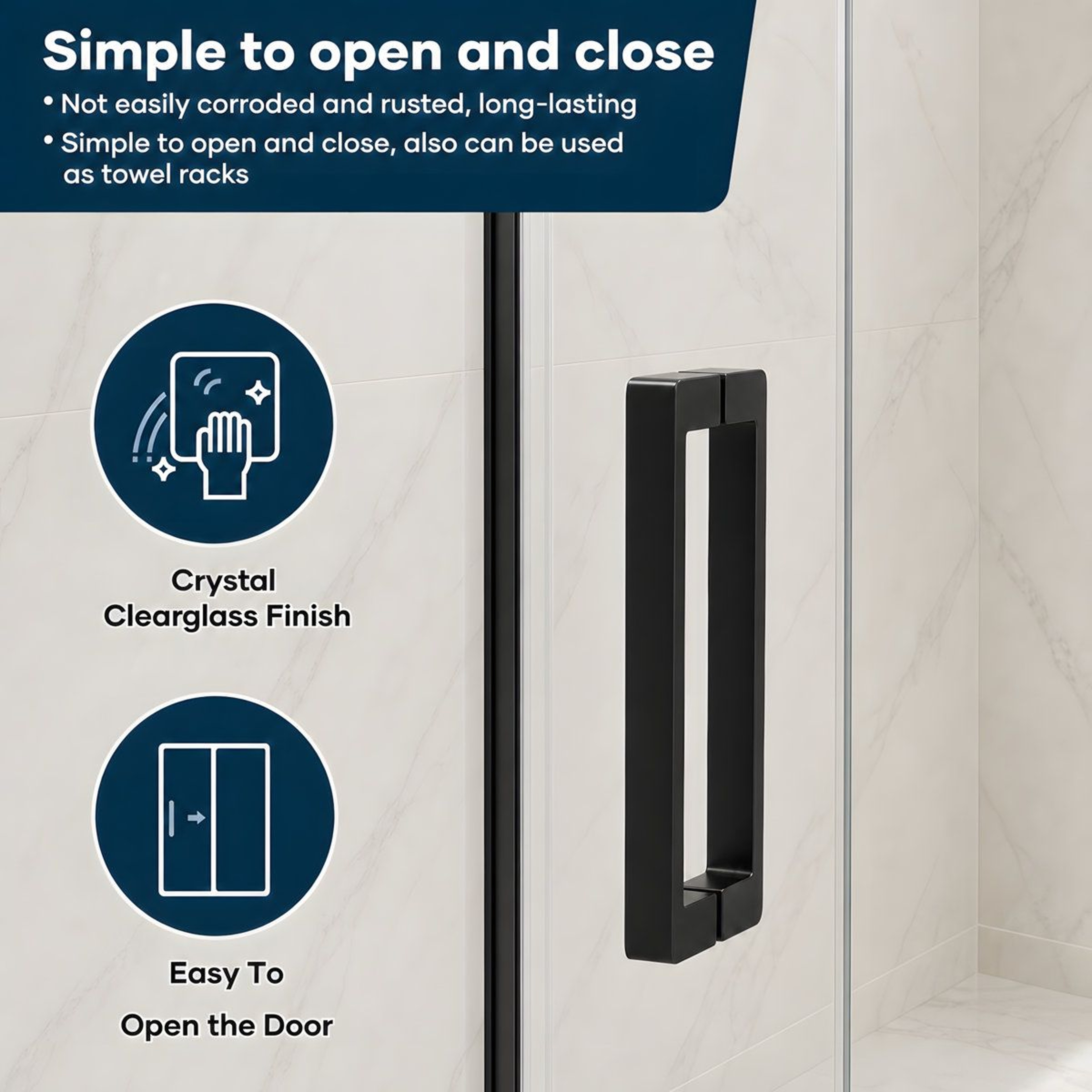 54Inch Frameless Sliding Shower Door With 8mm Clear Tempered Glass In Matte Black 5