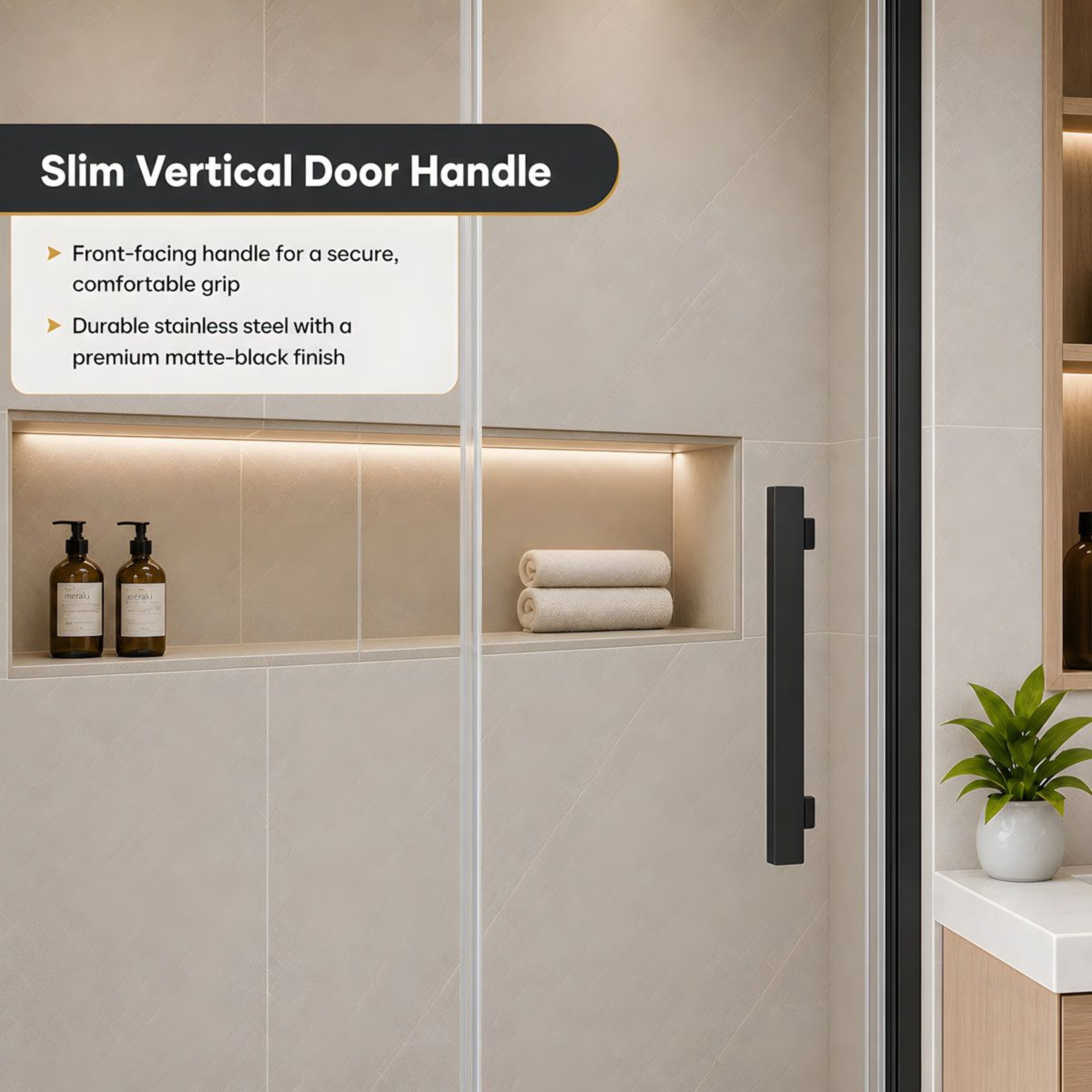 54Inch Frameless Sliding Shower Door With 8mm Clear Tempered Glass In Matte Black 7