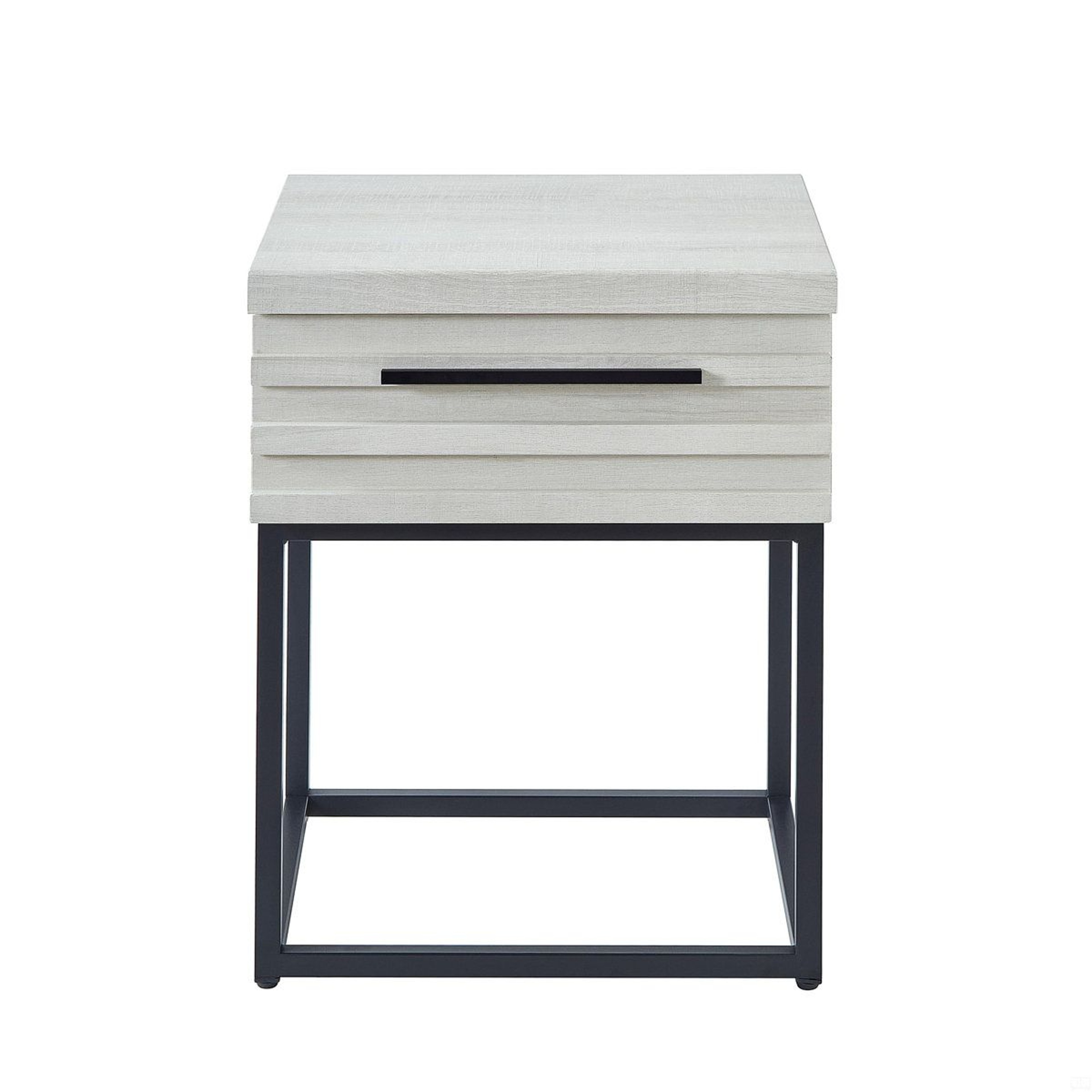 Contemporary Storage End Table With Drawer And Black Metal Base 8