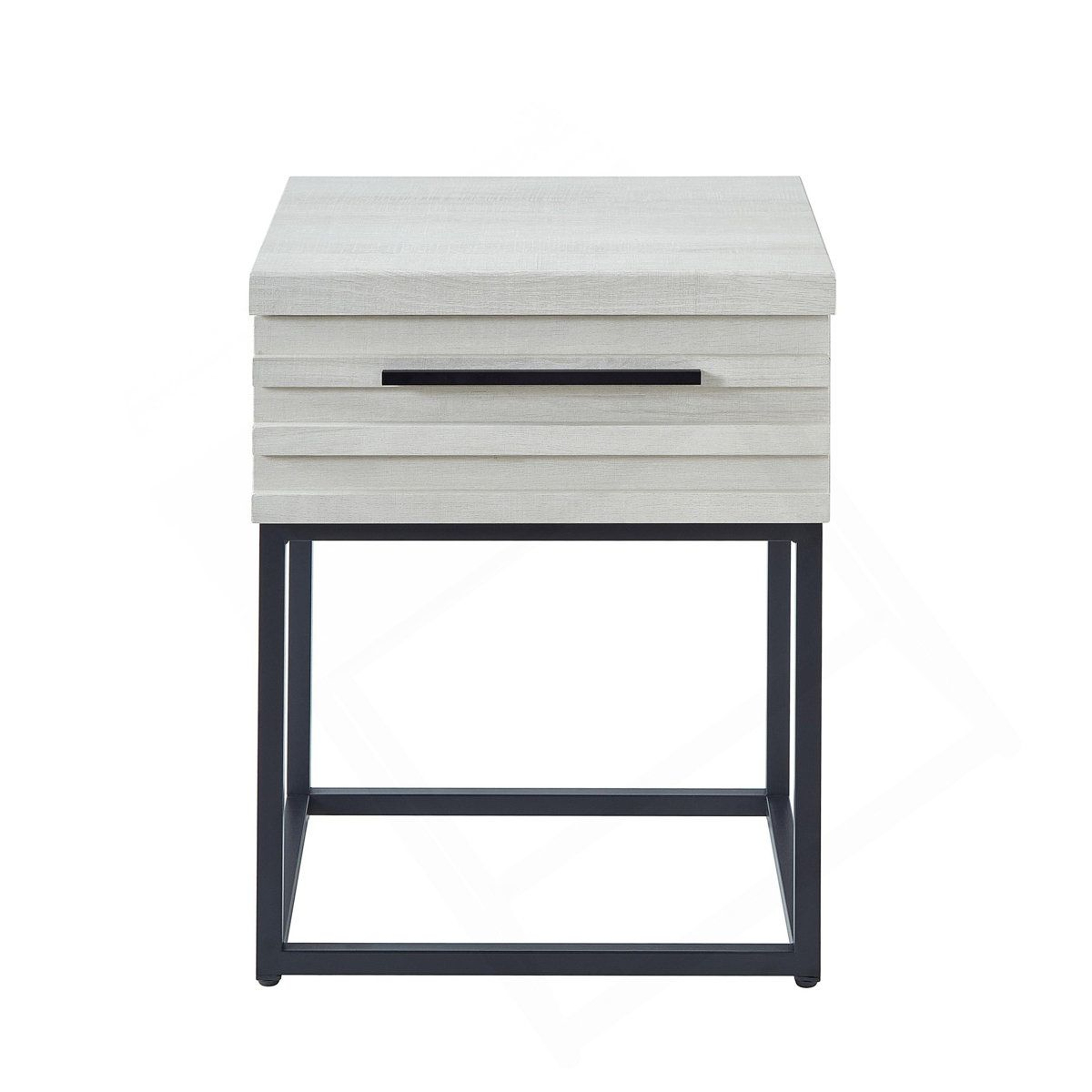 Contemporary Storage End Table With Drawer And Black Metal Base 0