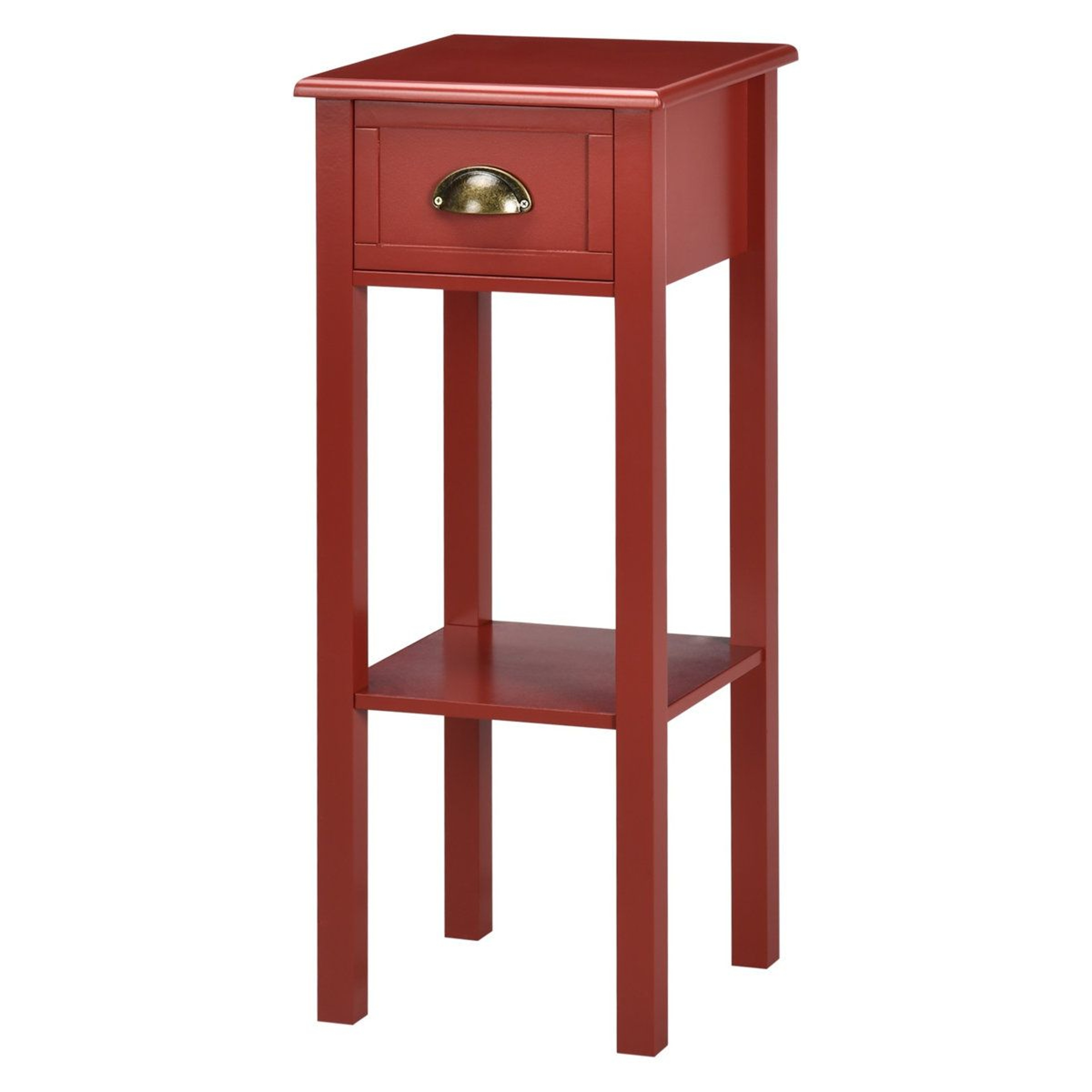 Tall End Table With Drawer And Storage Shelf  Red Square Side Table 17