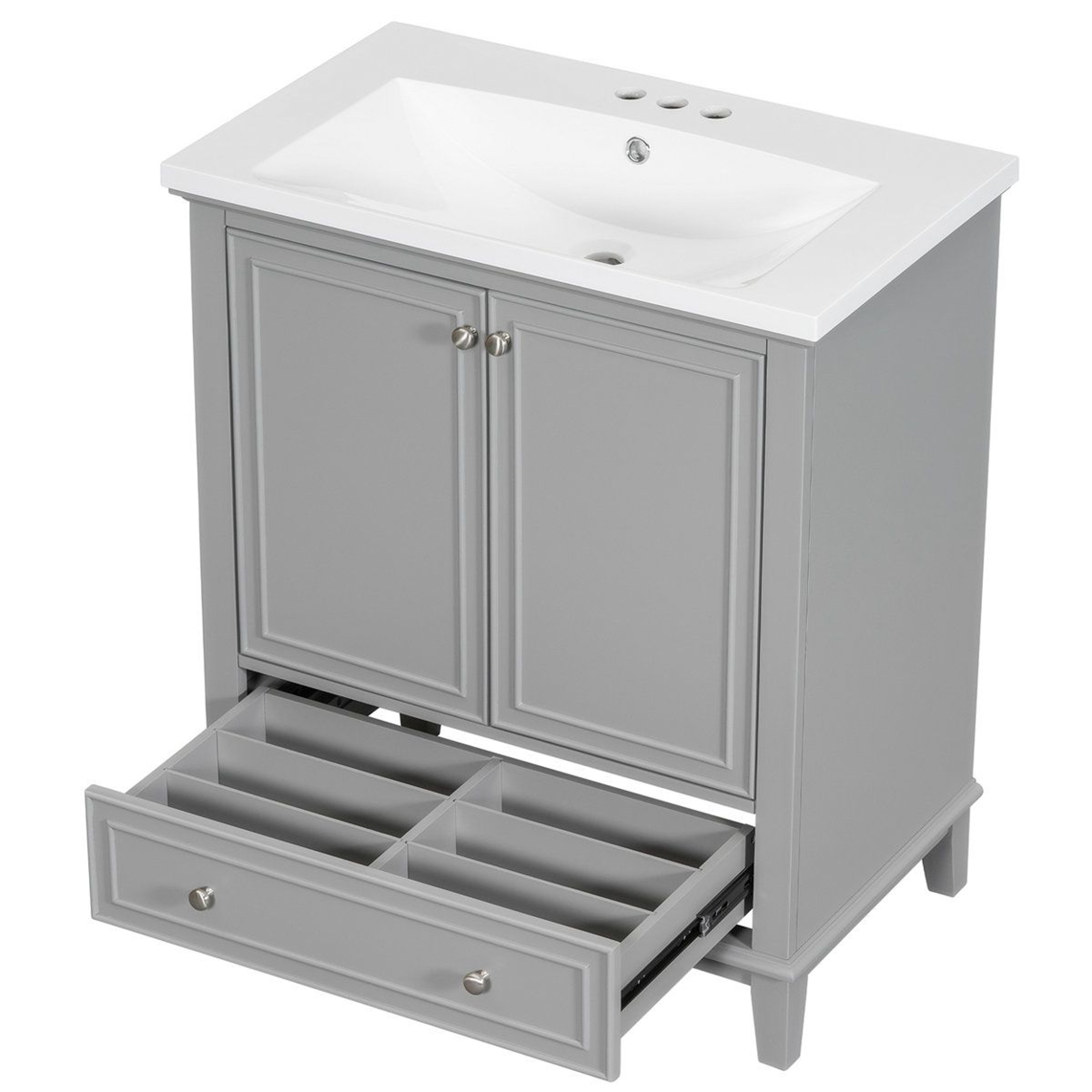 30Inch Bathroom Vanity With Ceramic Sink And Wood Storage Cabinet 0