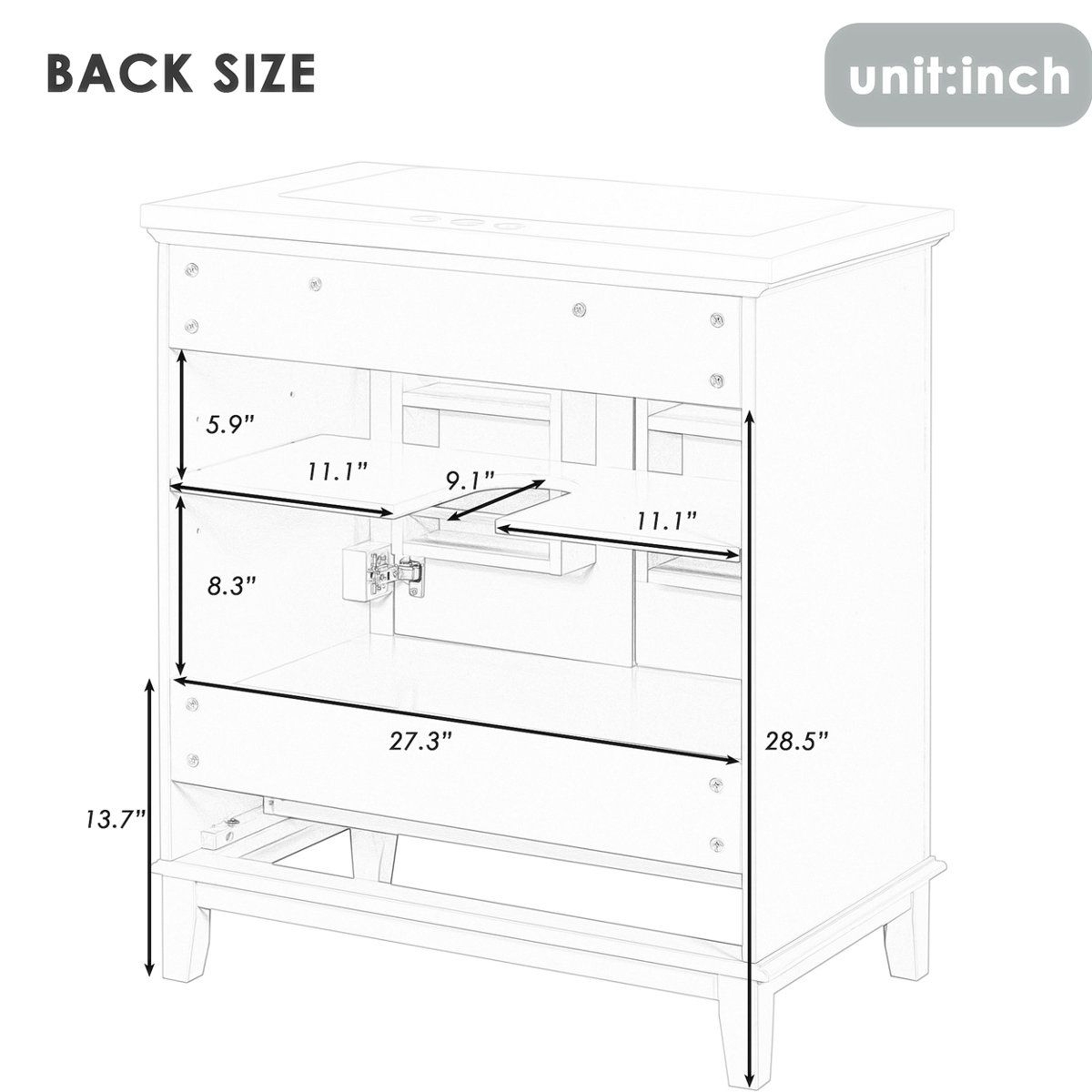 30Inch Bathroom Vanity With Ceramic Sink And Wood Storage Cabinet 5