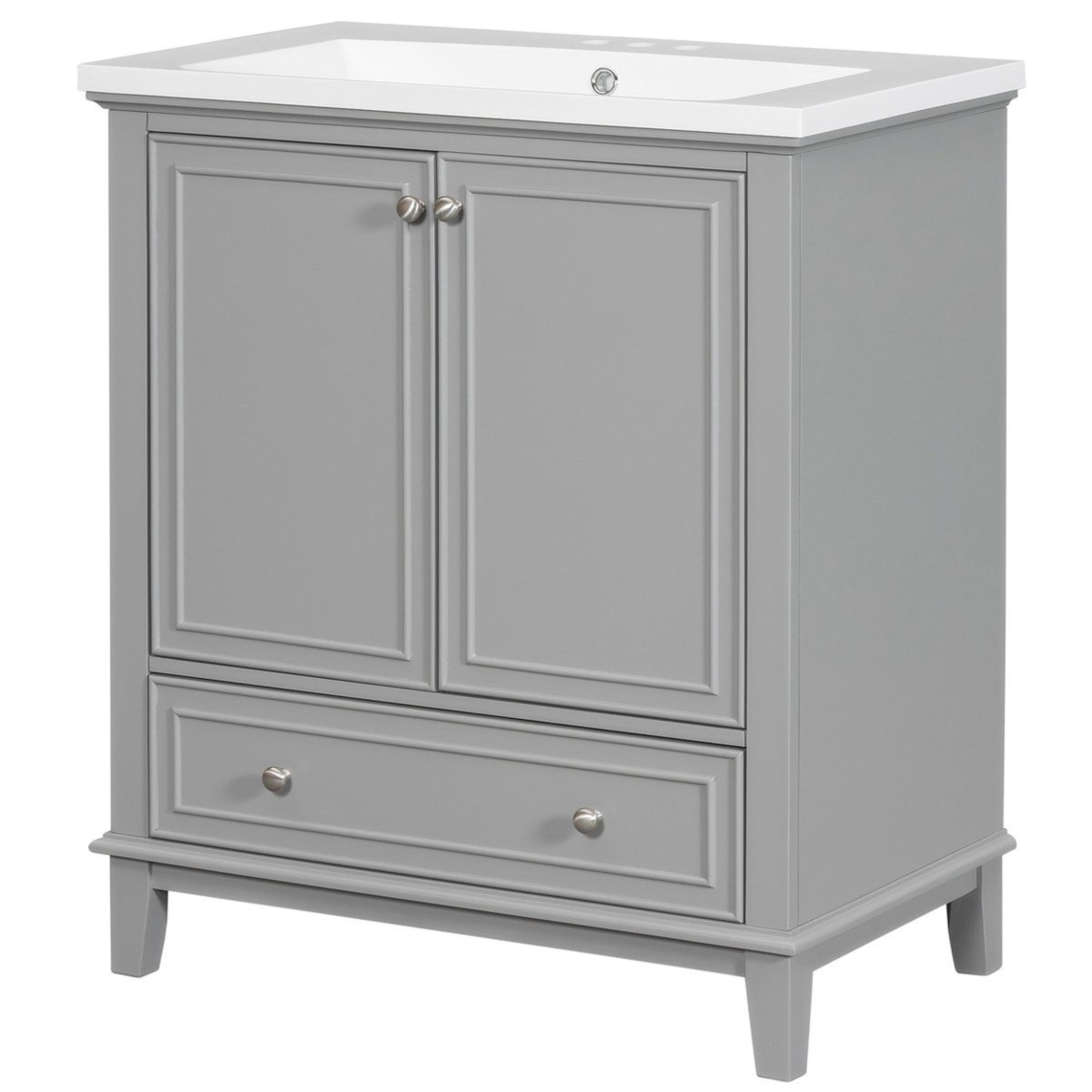 30Inch Bathroom Vanity With Ceramic Sink And Wood Storage Cabinet 3