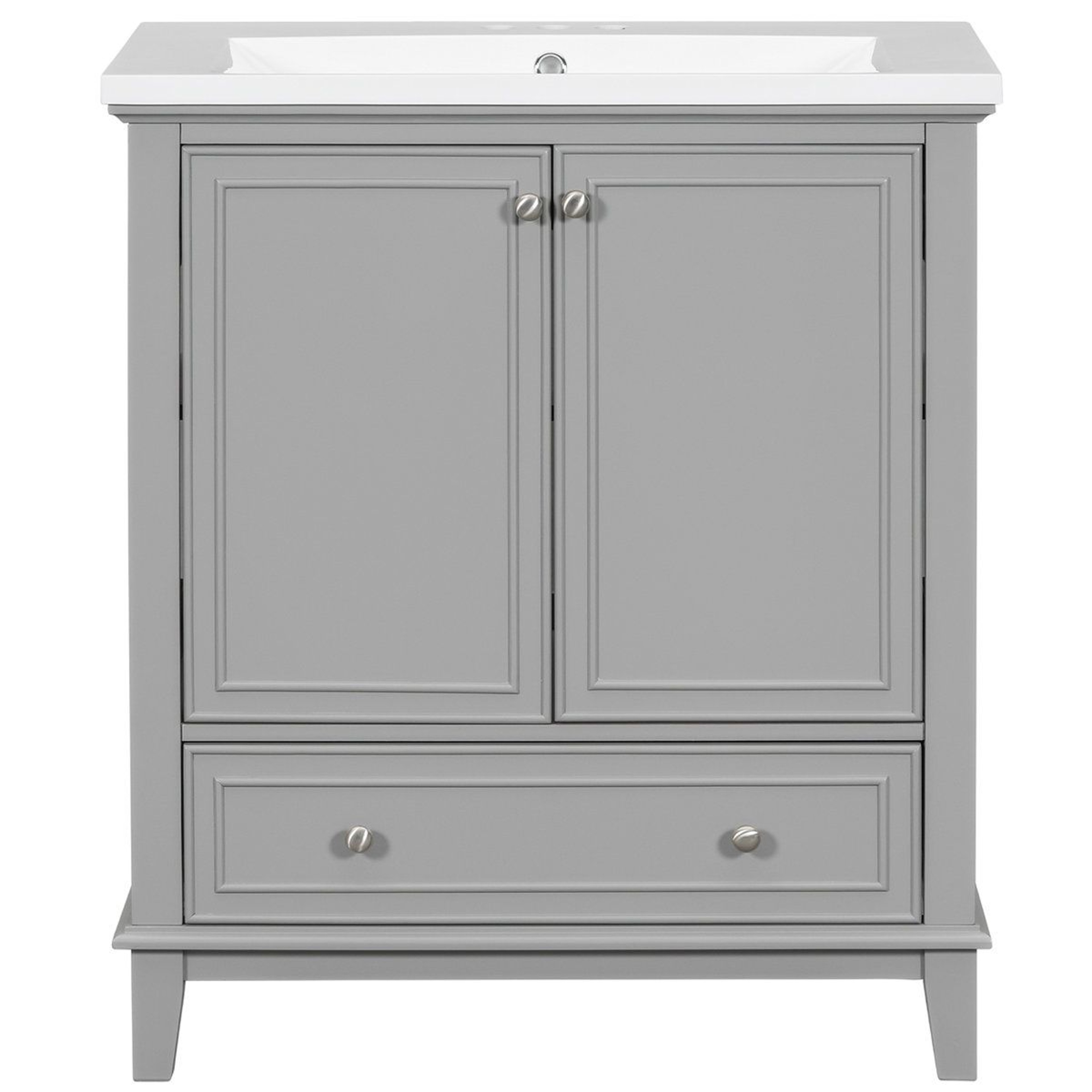 30Inch Bathroom Vanity With Ceramic Sink And Wood Storage Cabinet 8