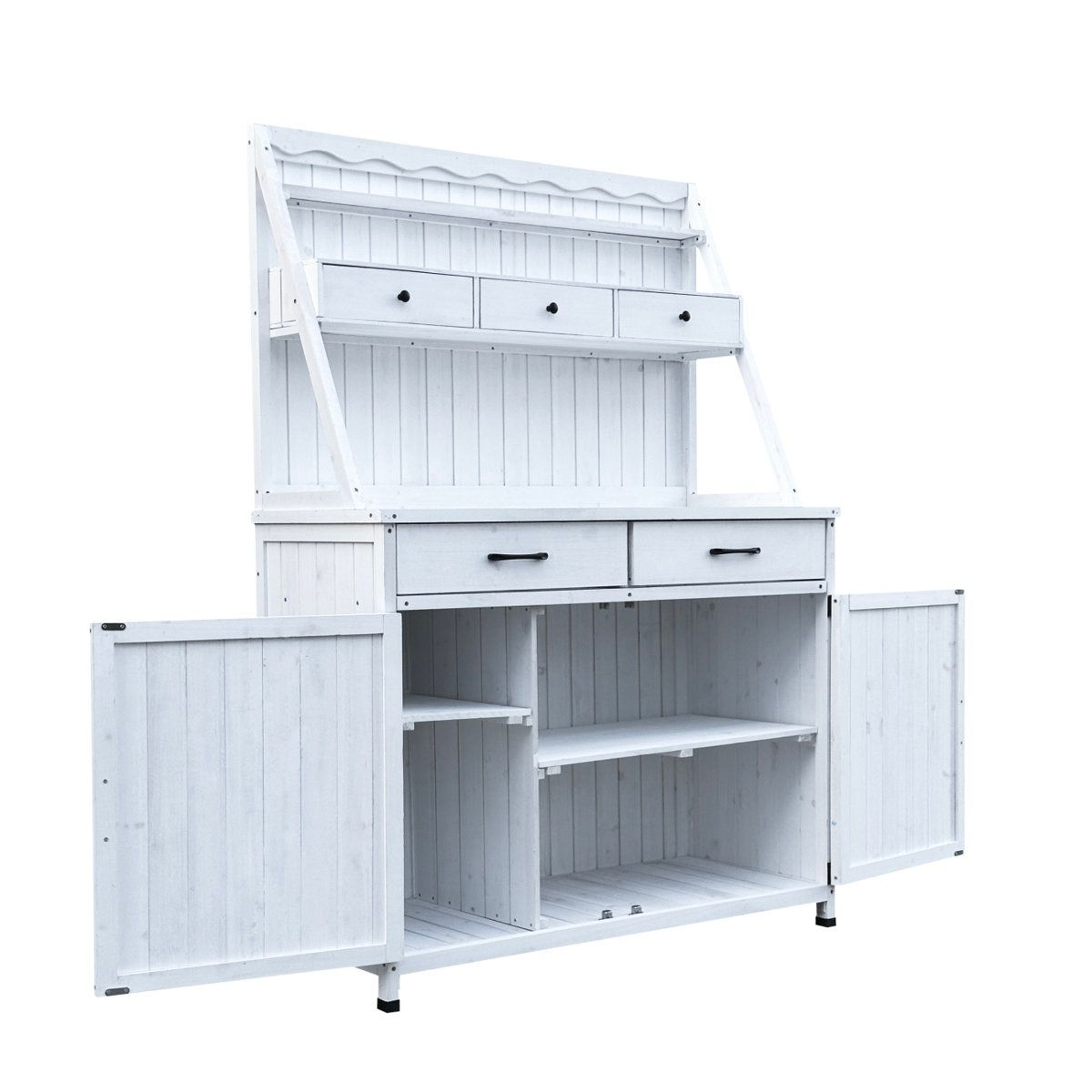 Outdoor Cold Frame Greenhouse With White Metal And Wood Frame 5
