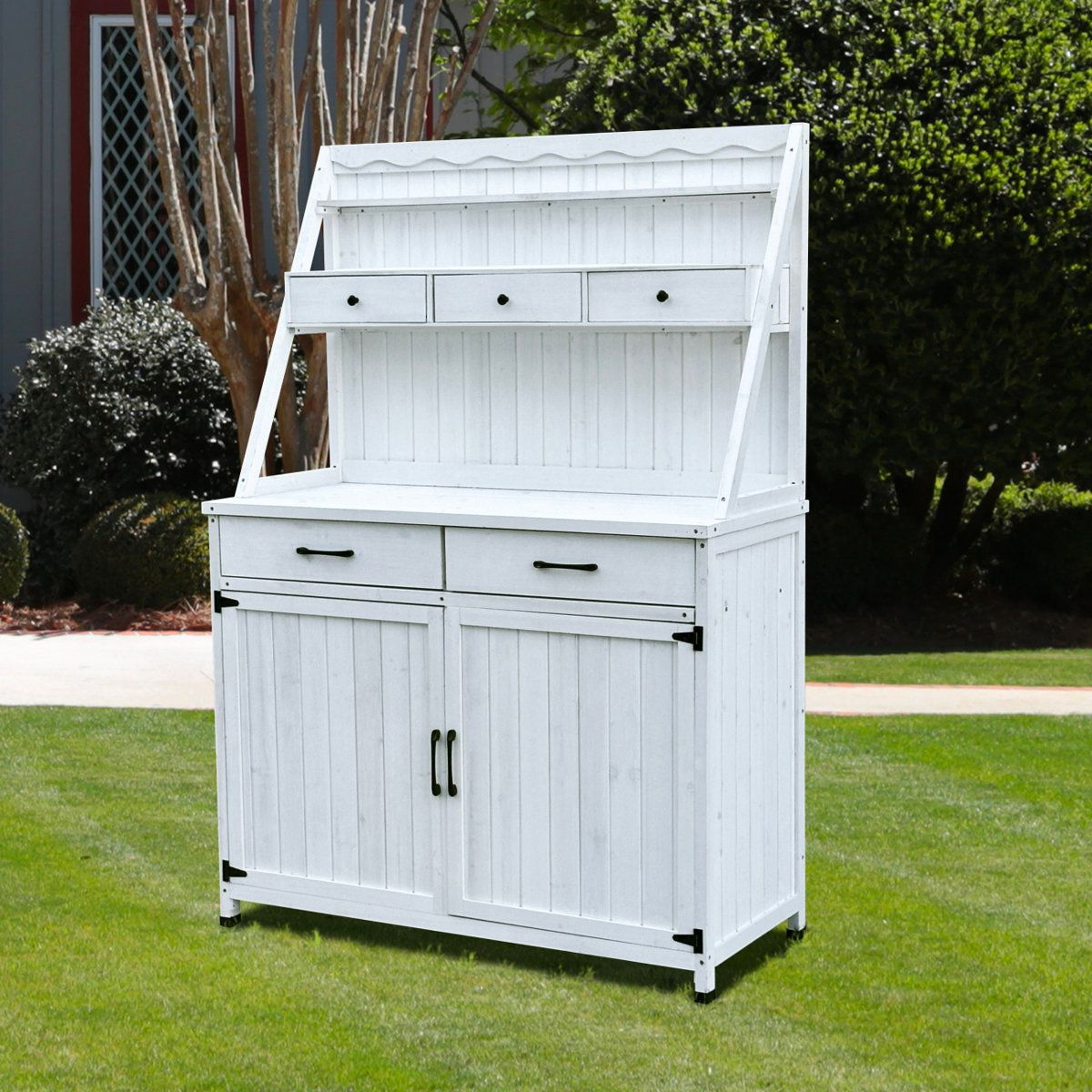 Outdoor Cold Frame Greenhouse With White Metal And Wood Frame 1