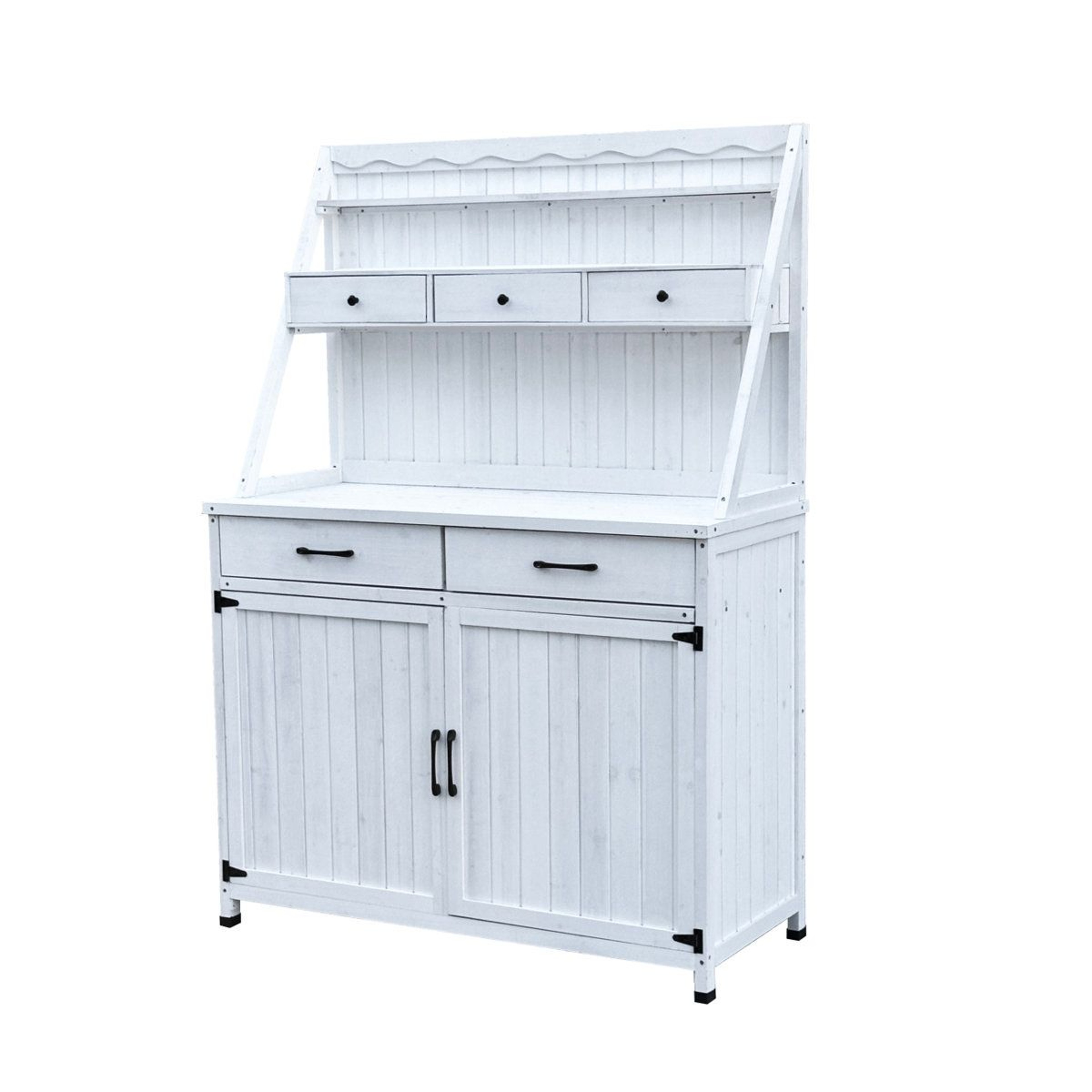Outdoor Cold Frame Greenhouse With White Metal And Wood Frame 0