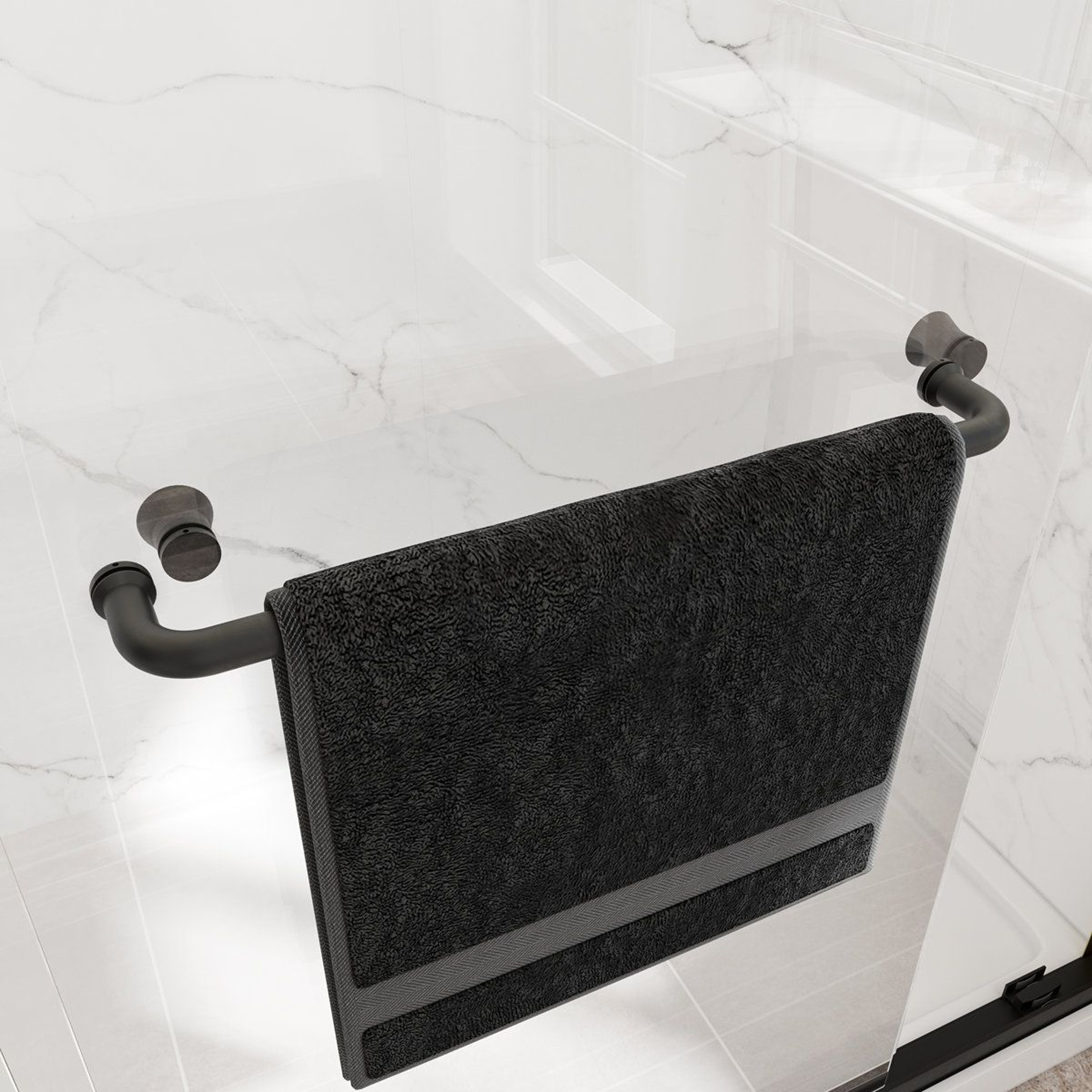 Double Bypass Sliding Shower Door 5560 Inch Width With Matte Black Frame And Tempered Glass 2