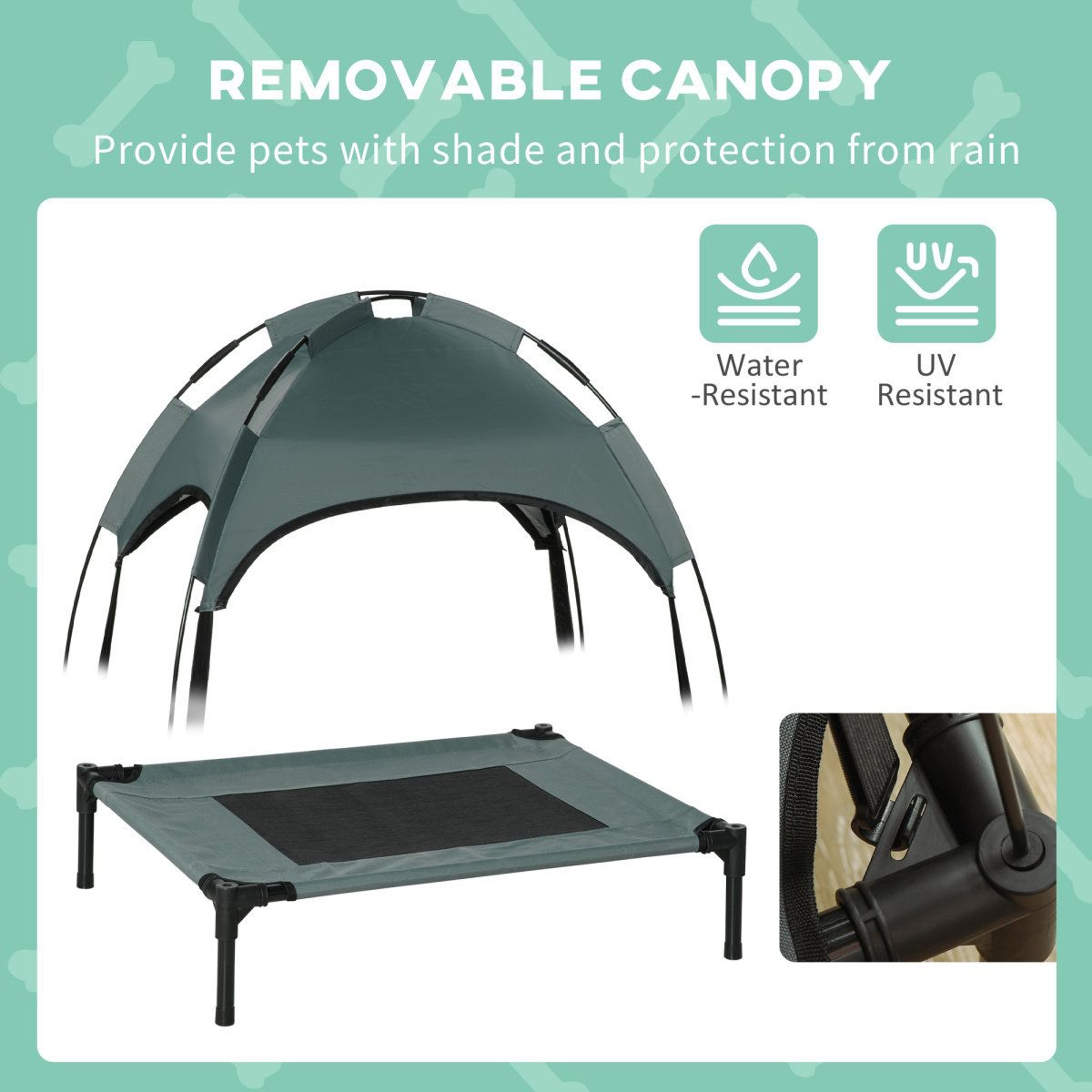 Elevated Dog Cot Bed With UV Protection Canopy And Portable Foldable Frame 4