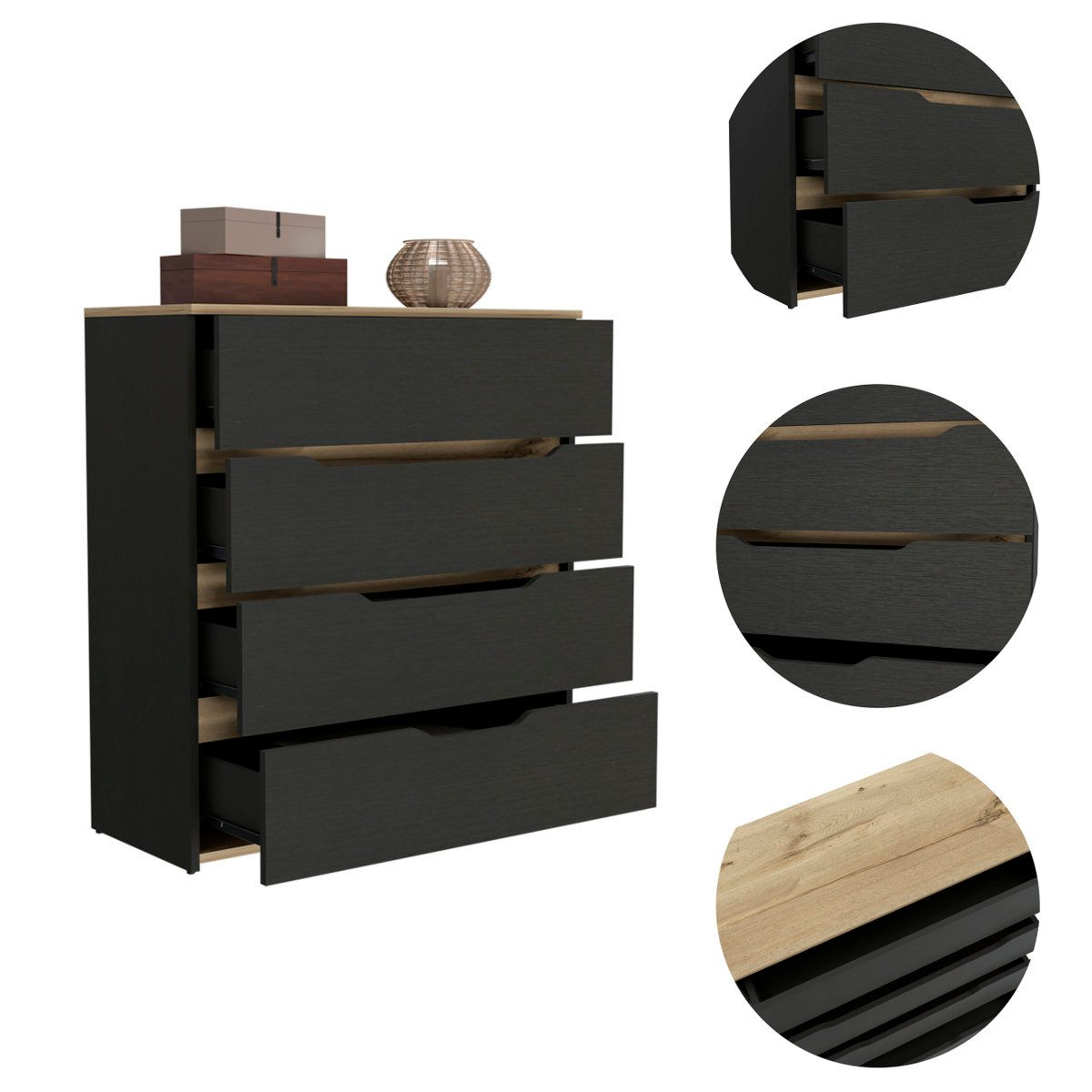 Modern Accent Chest With Four Storage Drawers And Manufactured Wood Construction 10