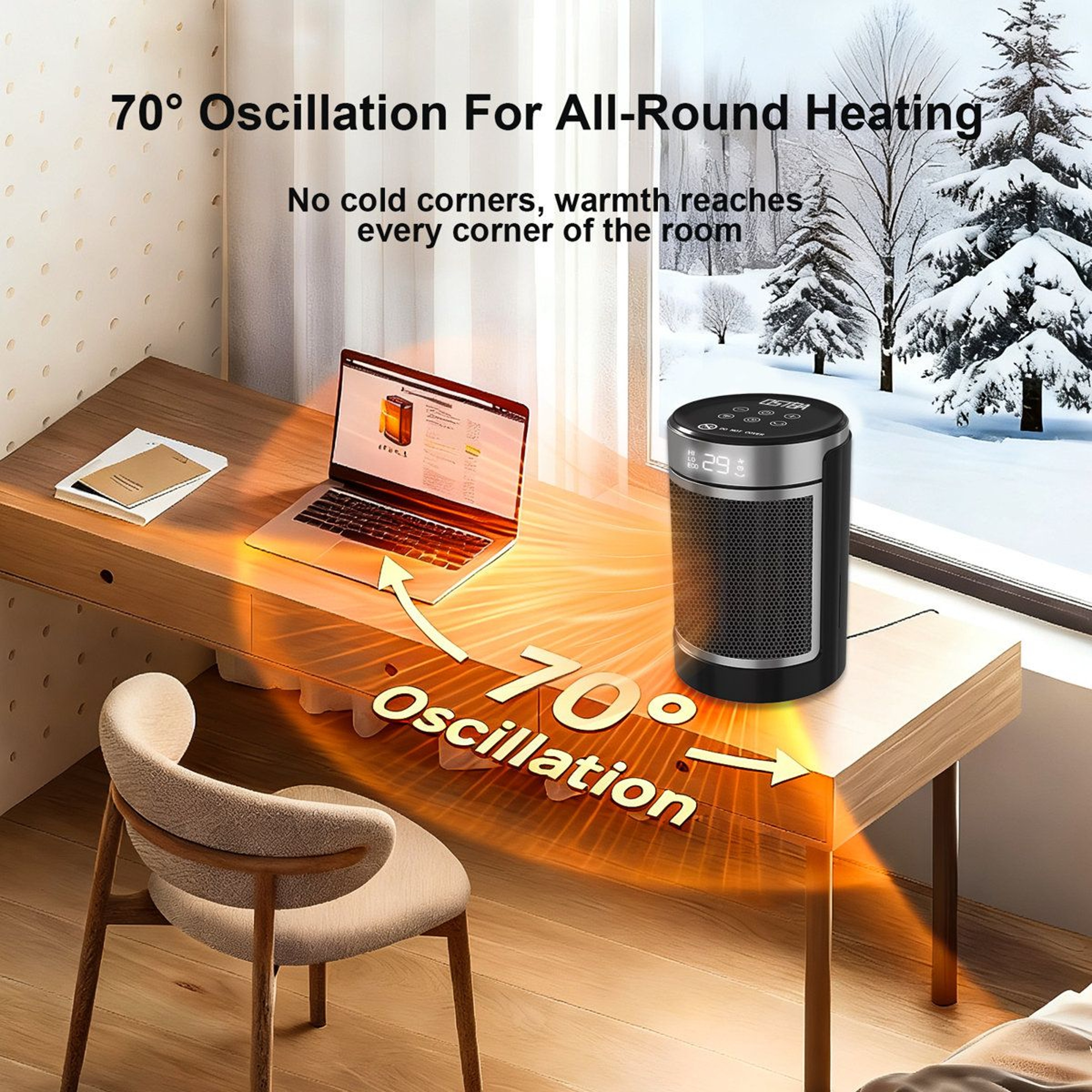 1500W Ceramic Space Heater With Remote Control 70 Oscillation And ECO Thermostat 5