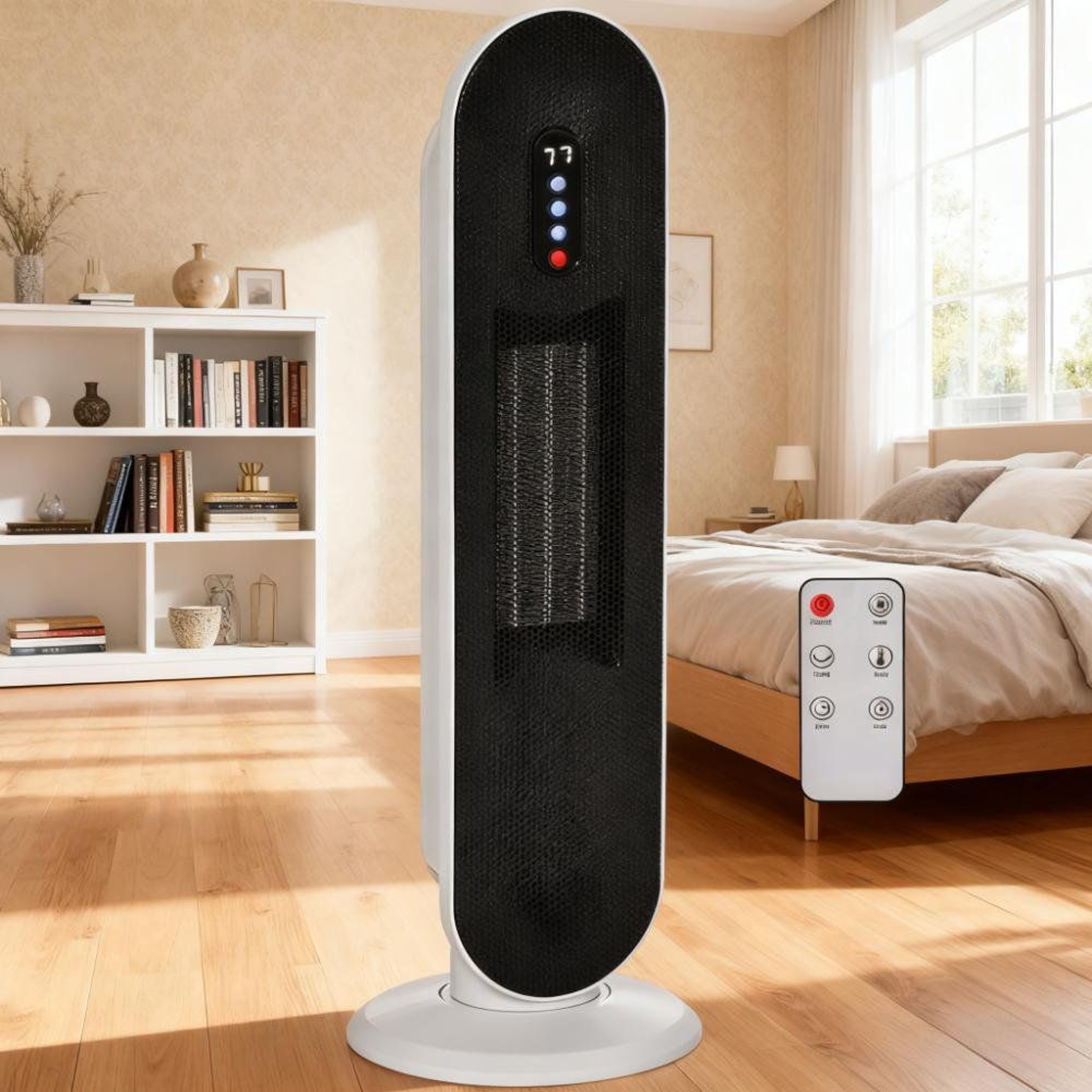 25Inch Ceramic Tower Space Heater With Remote Control And Adjustable Thermostat 0