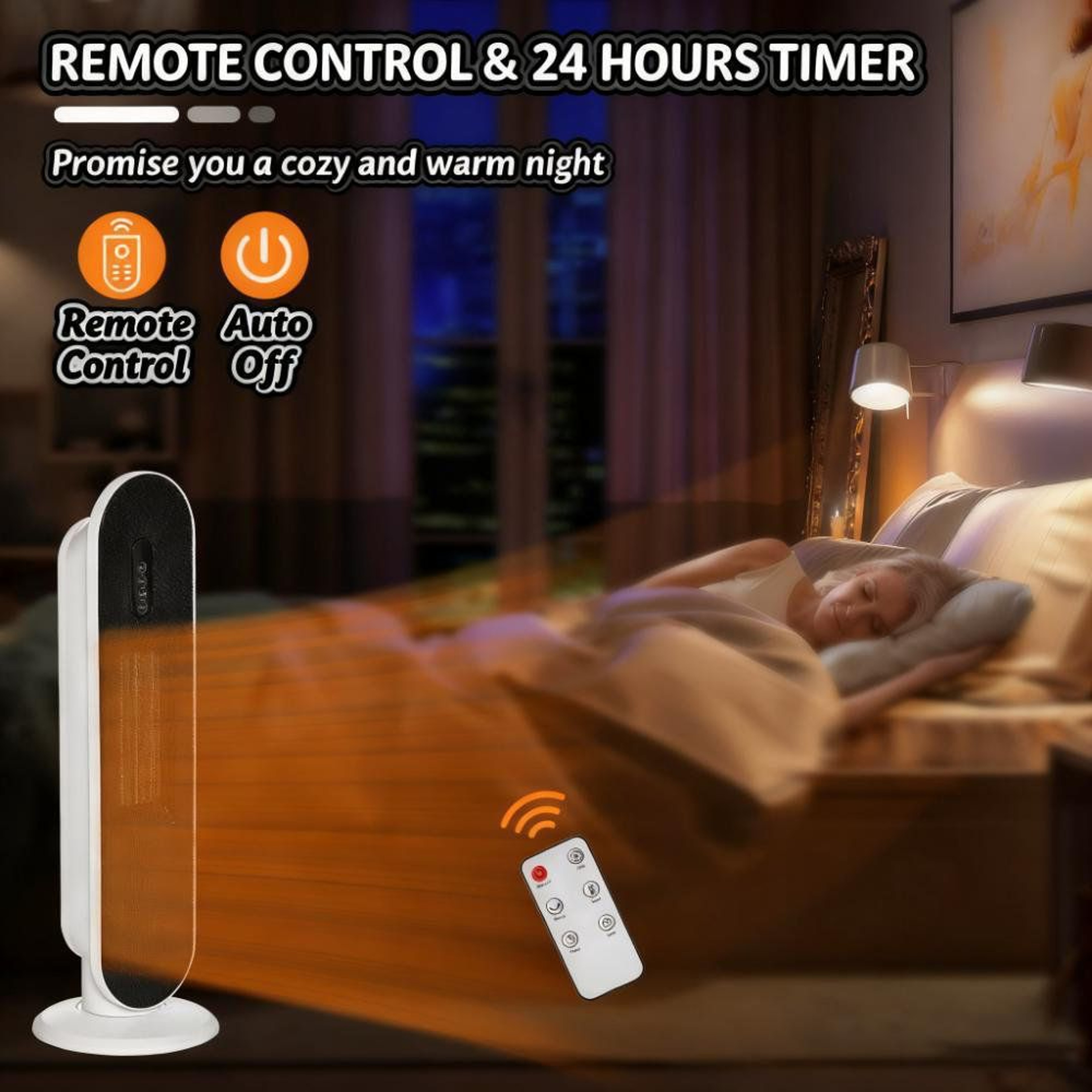 25Inch Ceramic Tower Space Heater With Remote Control And Adjustable Thermostat 7