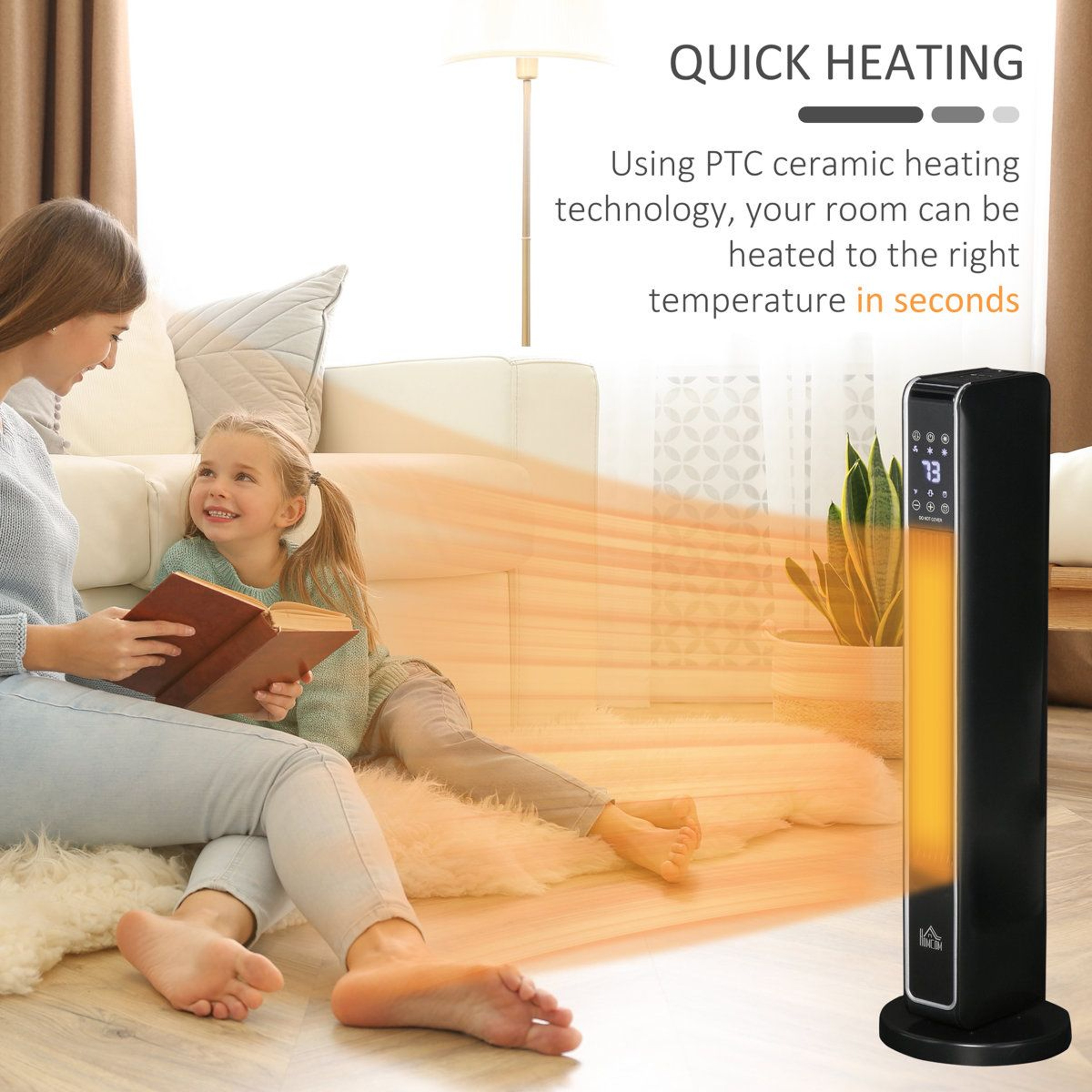 1500W Electric Tower Space Heater With Remote Control And 65 Oscillation 6