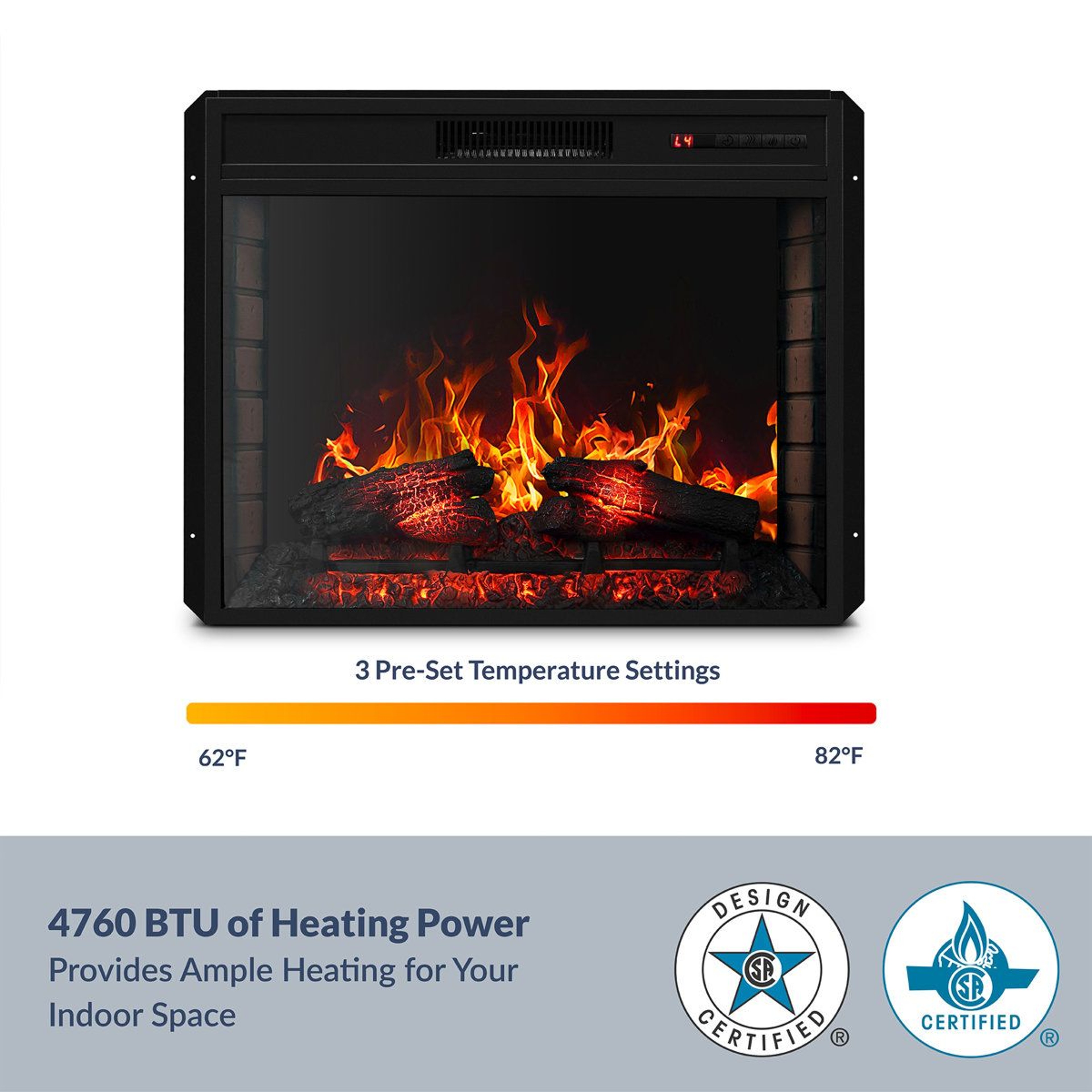 Electric Fireplace Heater With 1500W Heating And Adjustable Timer 1