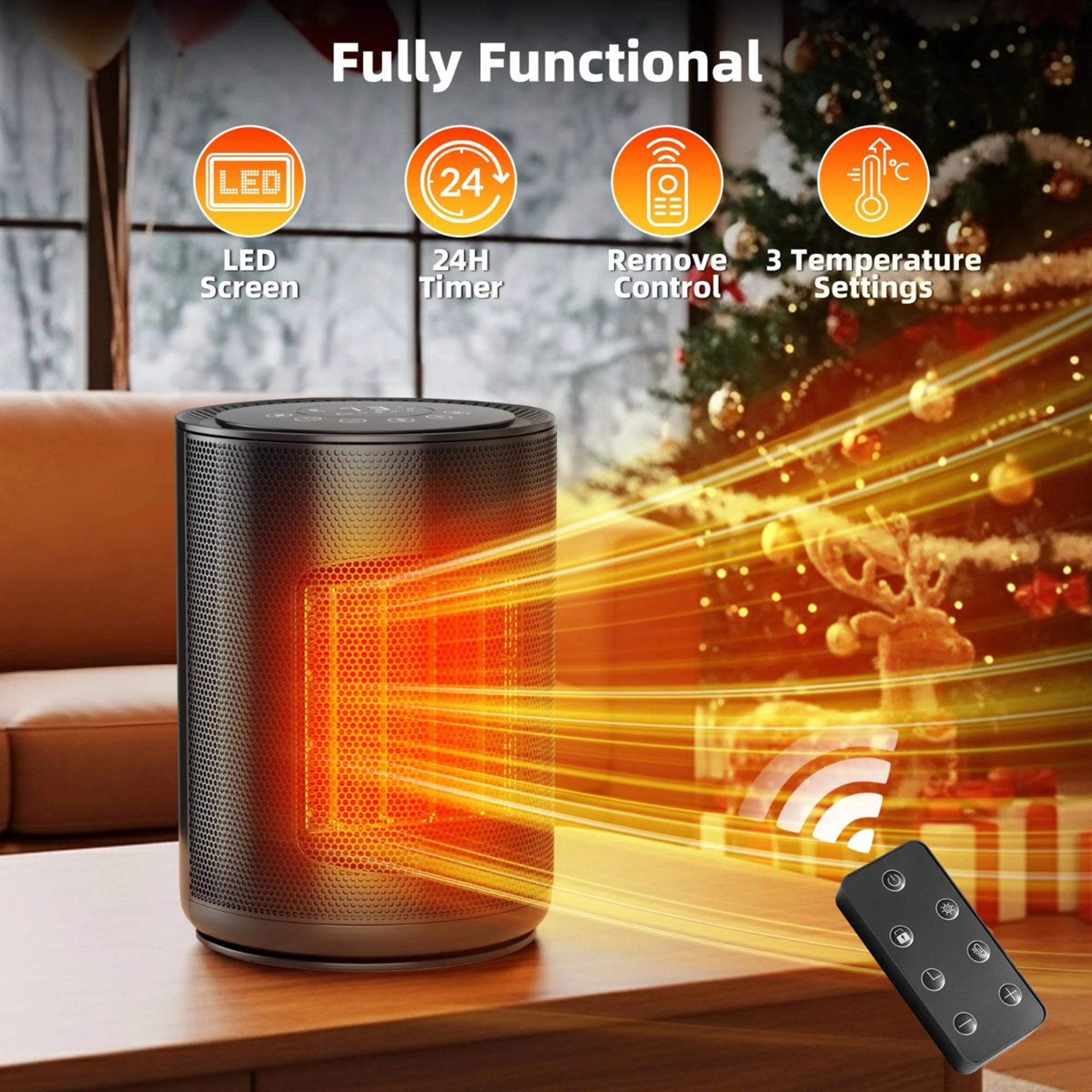 Portable Electric Space Heater With Remote Control Thermostat And 24Hour Timer 4