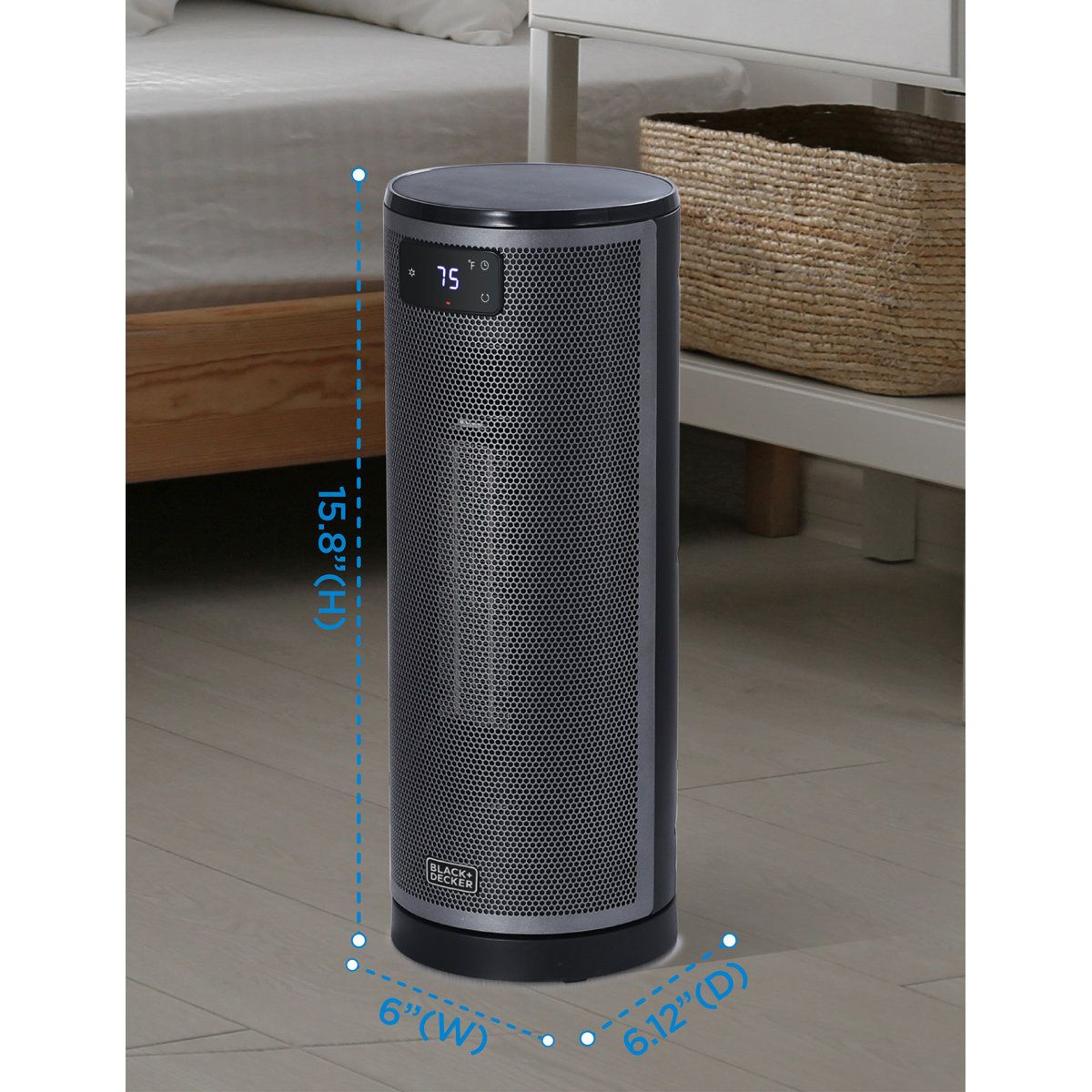 1500W Ceramic Oscillating Tower Space Heater With Remote Control And Digital Display 4