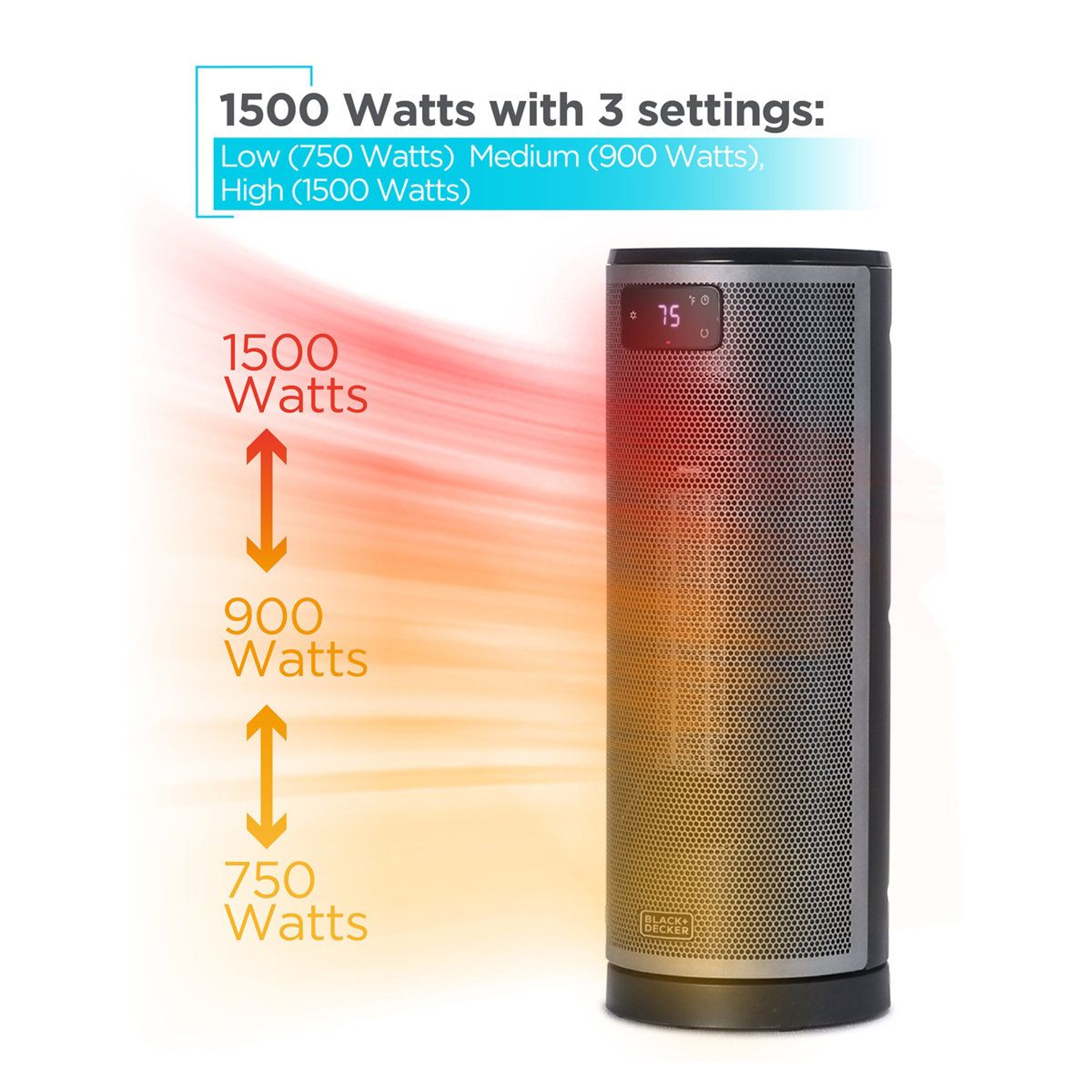 1500W Ceramic Oscillating Tower Space Heater With Remote Control And Digital Display 1