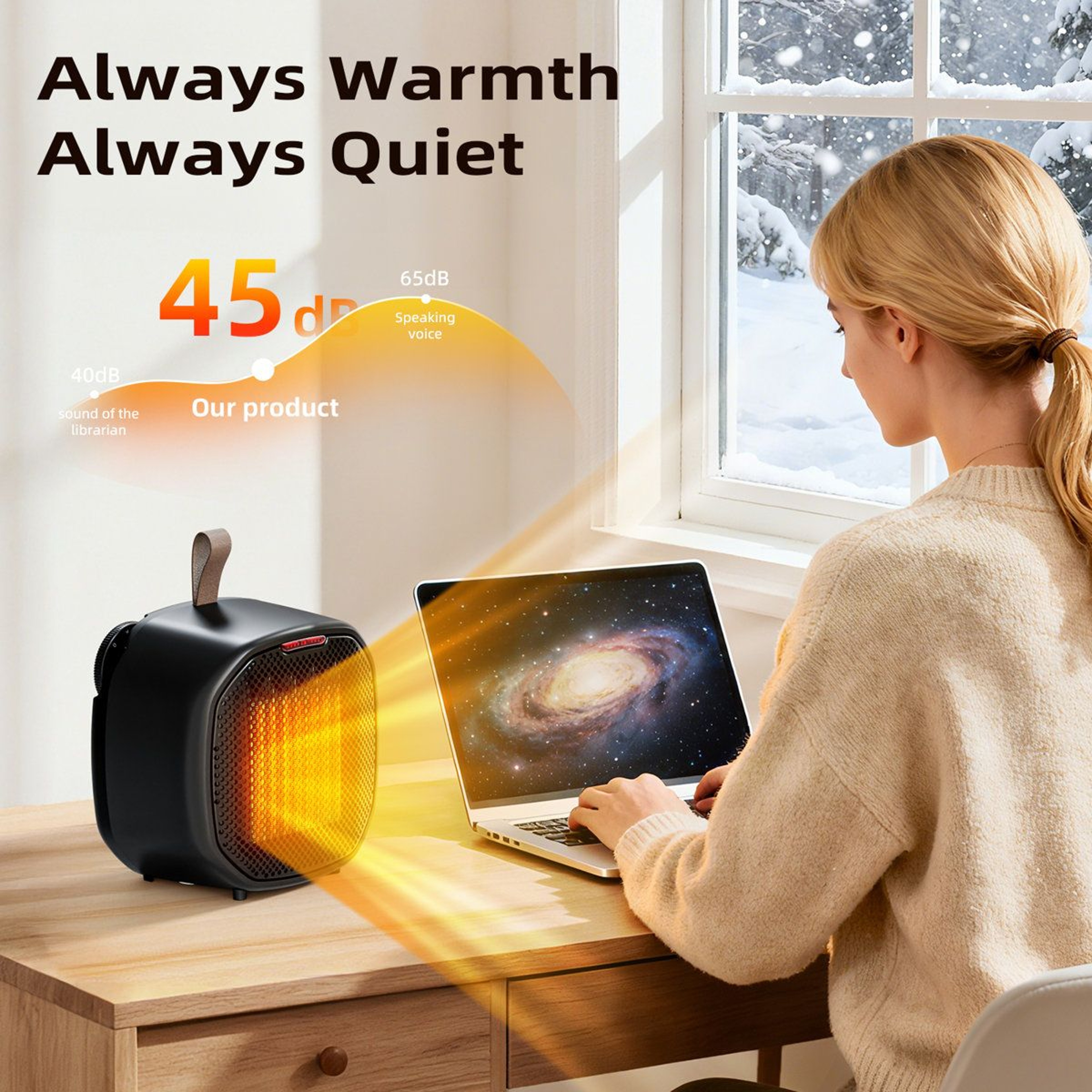 1200W Portable Ceramic Space Heater With Adjustable Thermostat And TipOver Protection 2