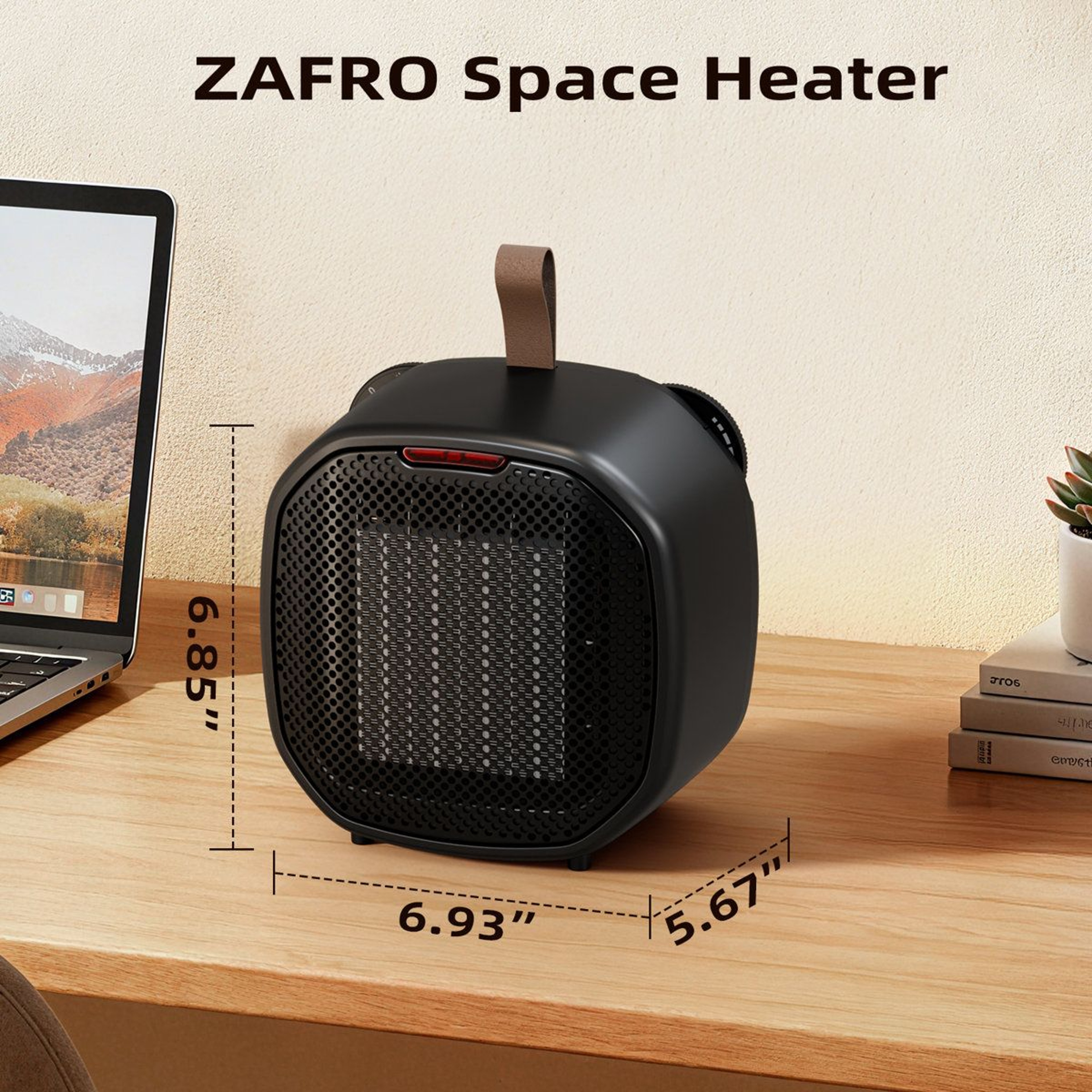 1200W Portable Ceramic Space Heater With Adjustable Thermostat And TipOver Protection 1