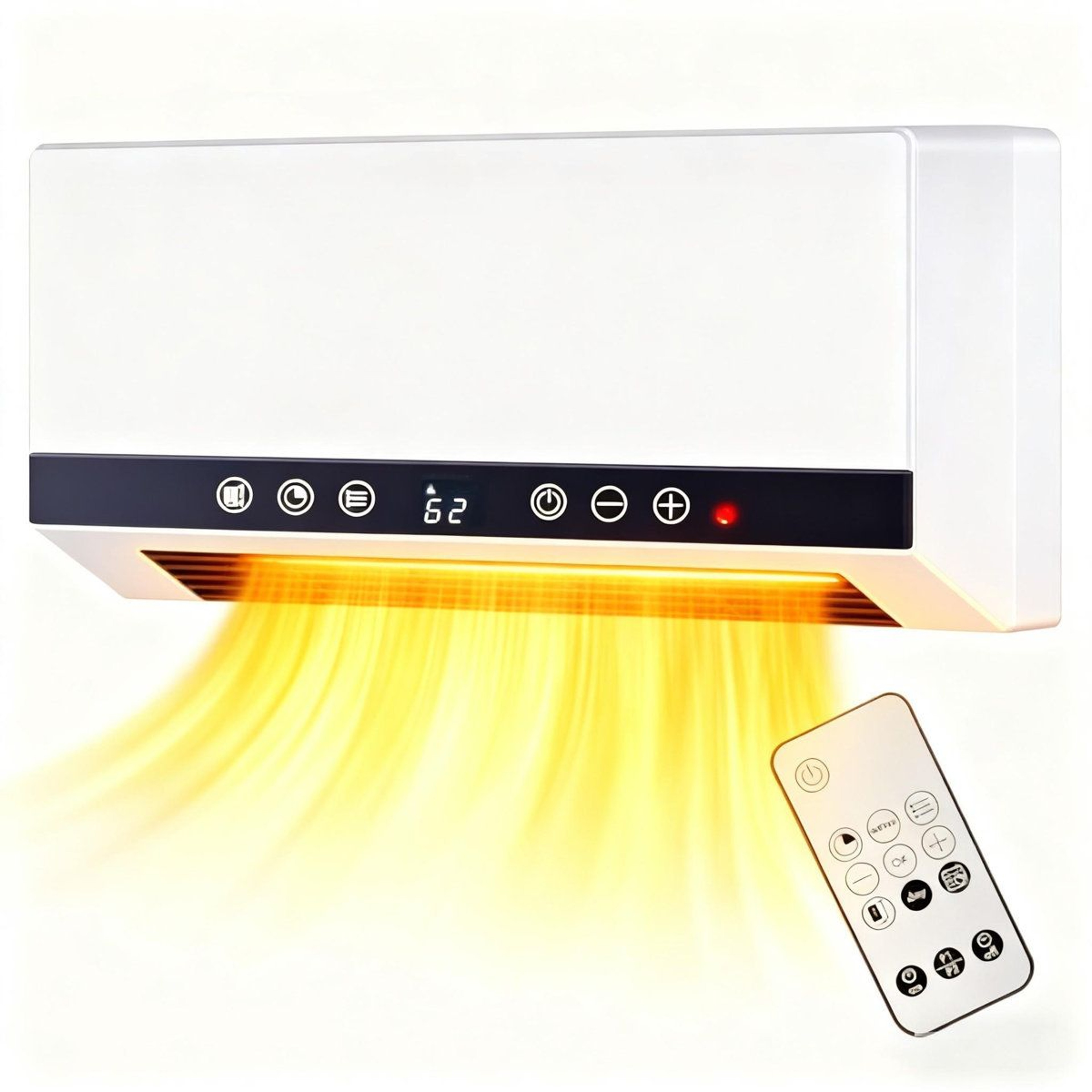 Electric Wall Heater With LED Touchscreen Remote Control And Programmable Timer 0