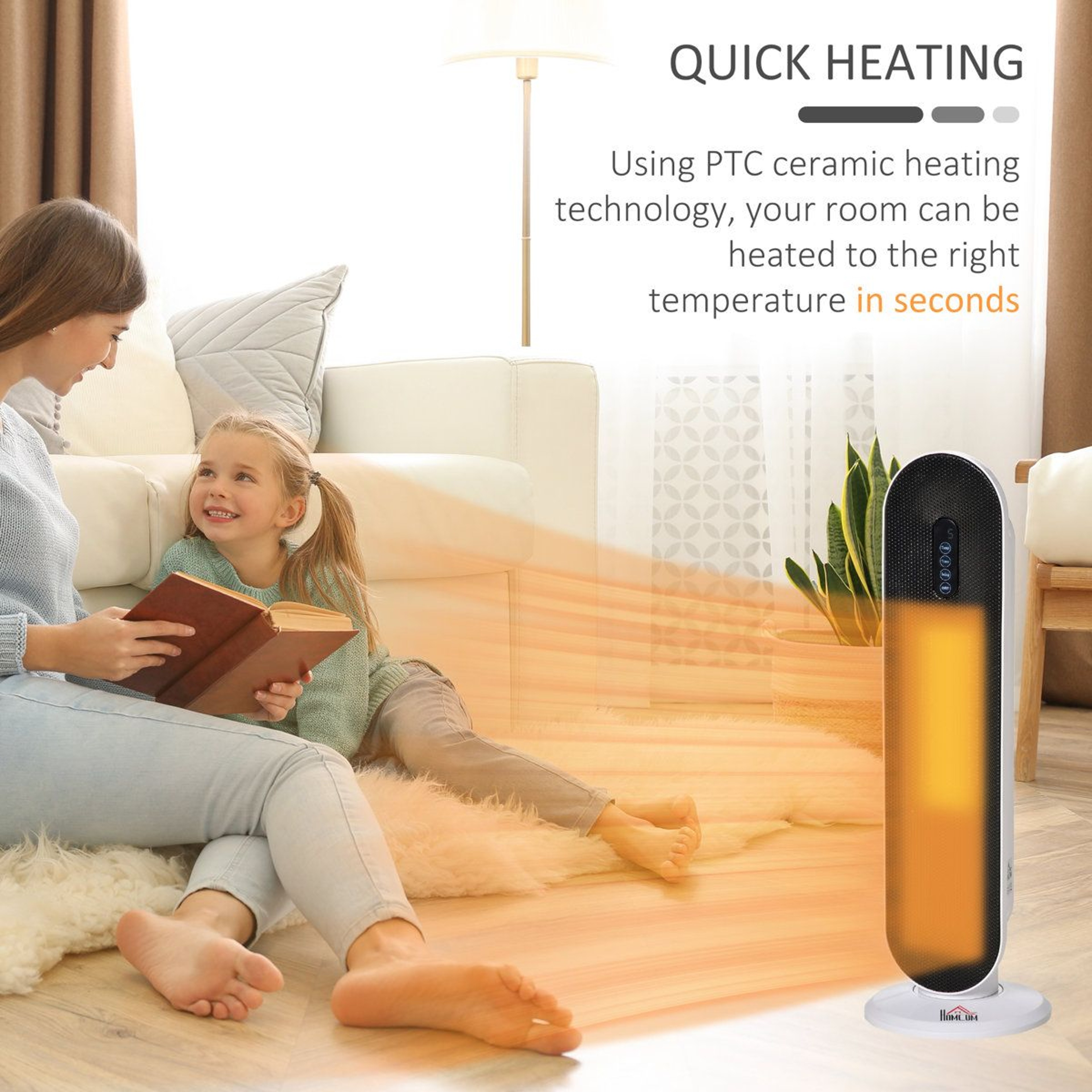 1500W Electric Tower Space Heater With Remote Control And Adjustable Thermostat 6