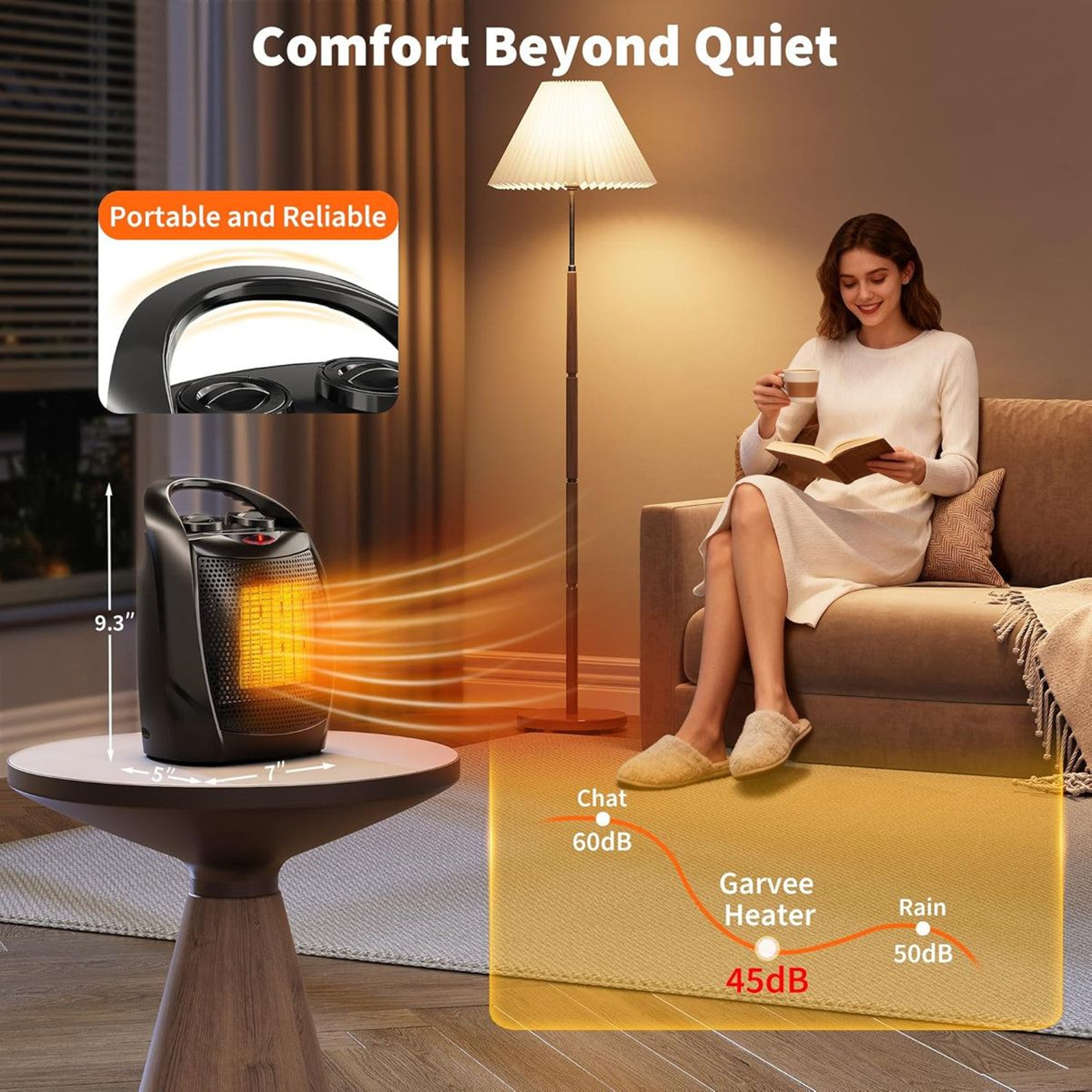 Portable Ceramic Space Heater With Thermostat 1500W750W And Fan Mode 3