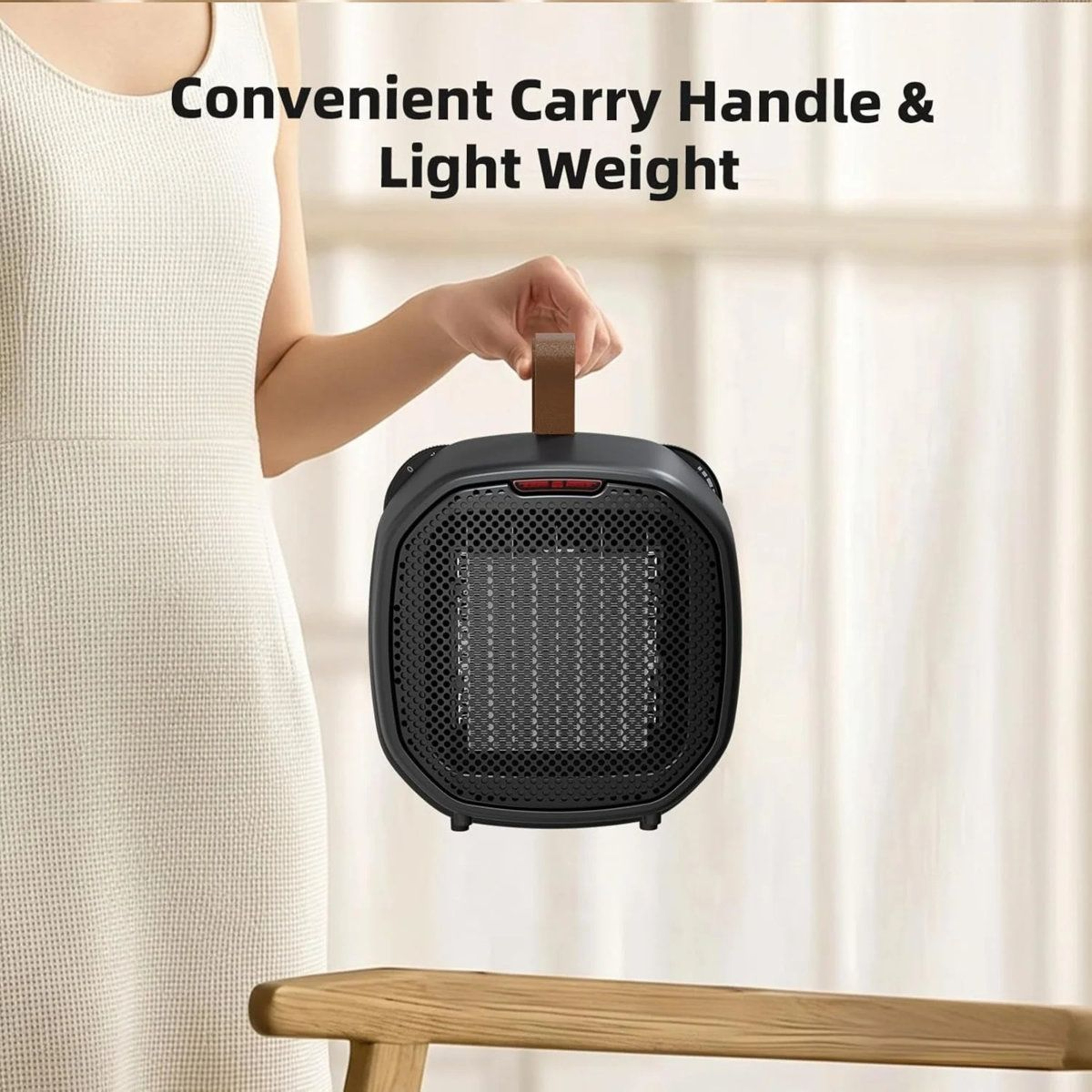 Compact 1200W Electric Ceramic Space Heater With Adjustable Thermostat And Safety Shutoff 2