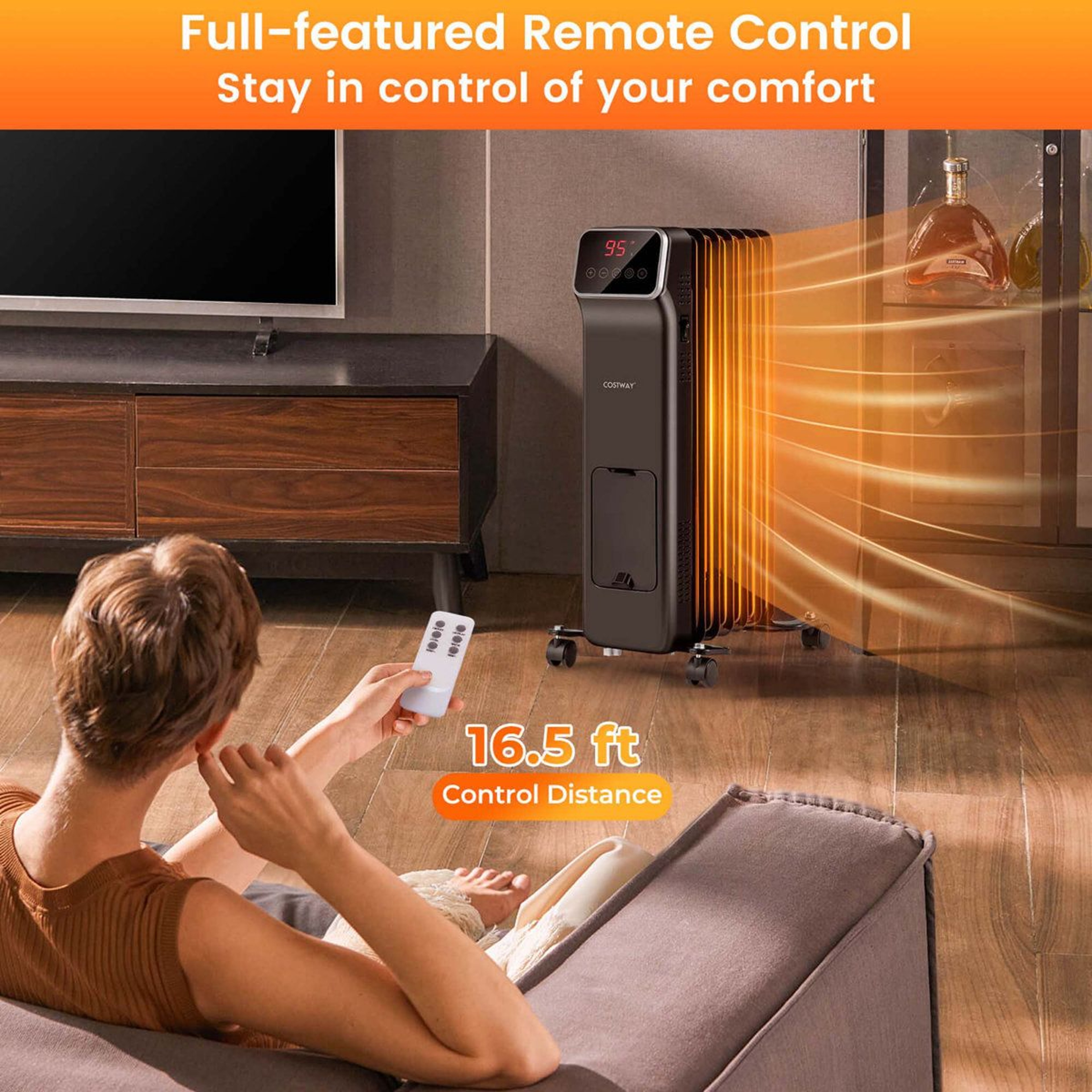 1500W Oil Filled Radiator Space Heater With Remote Control And 24Hour Timer 6