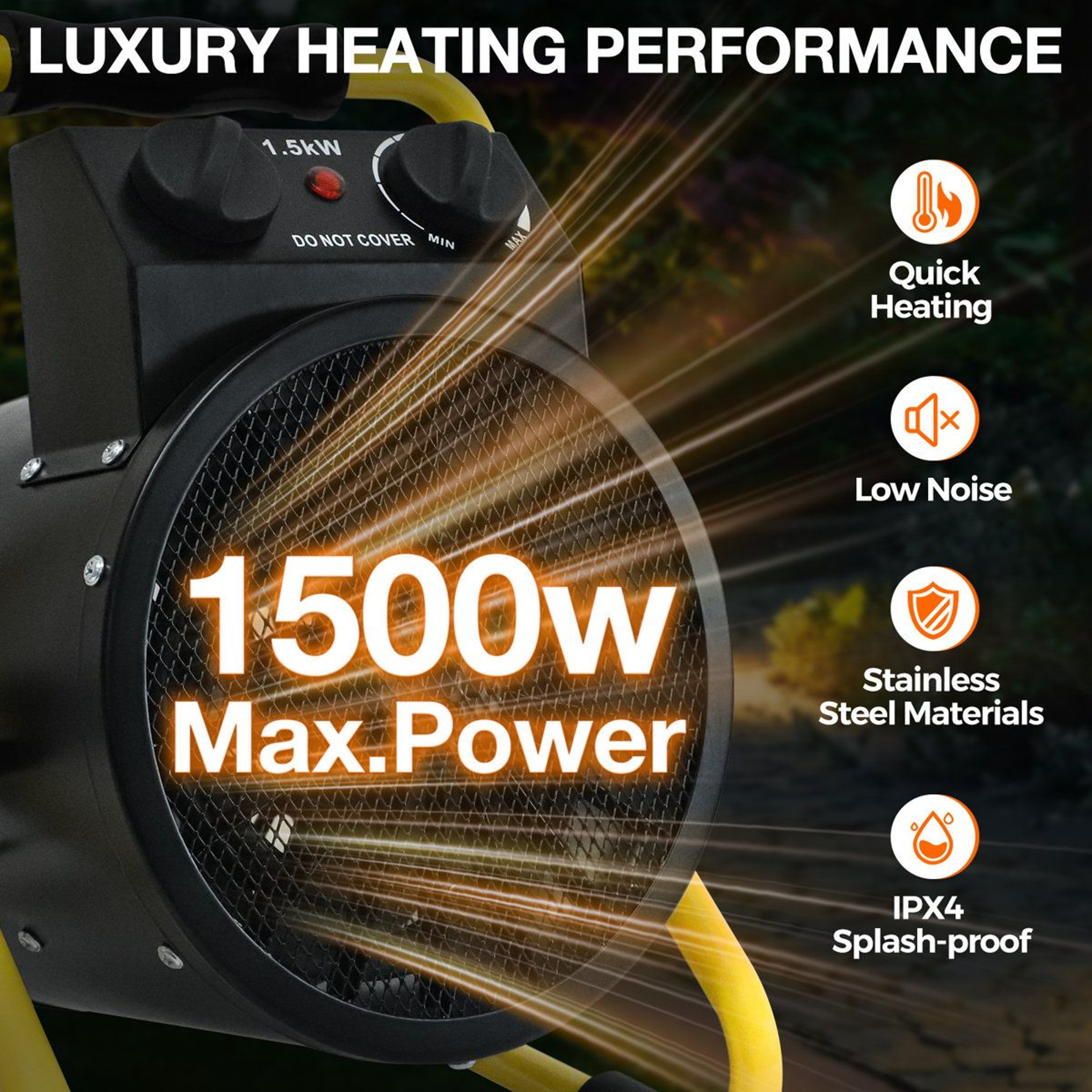 1500W Portable Electric Space Heater With Adjustable Thermostat  Set Of 2 2