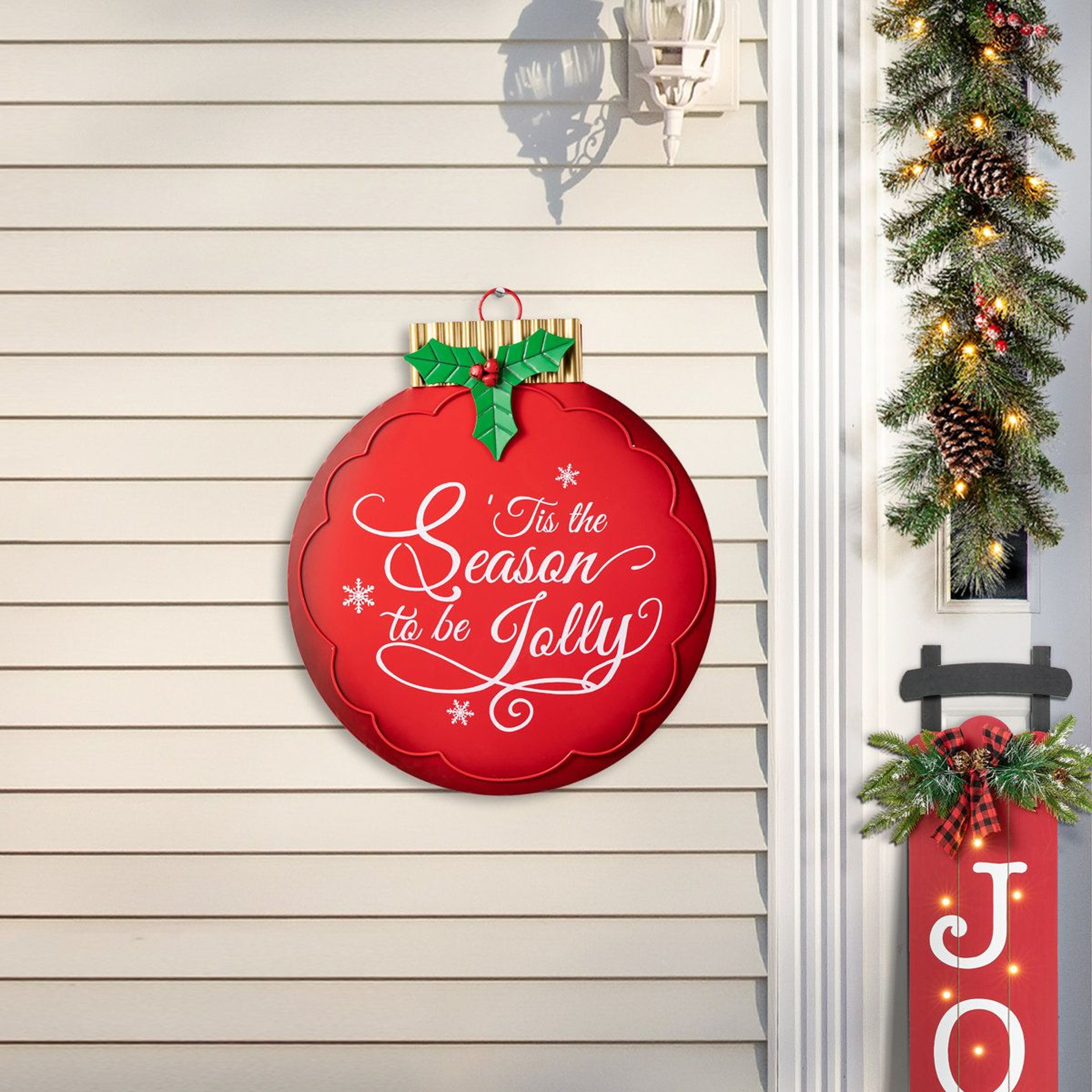 Large Metal Christmas Ornament Yard Stake And Wall Decor 7