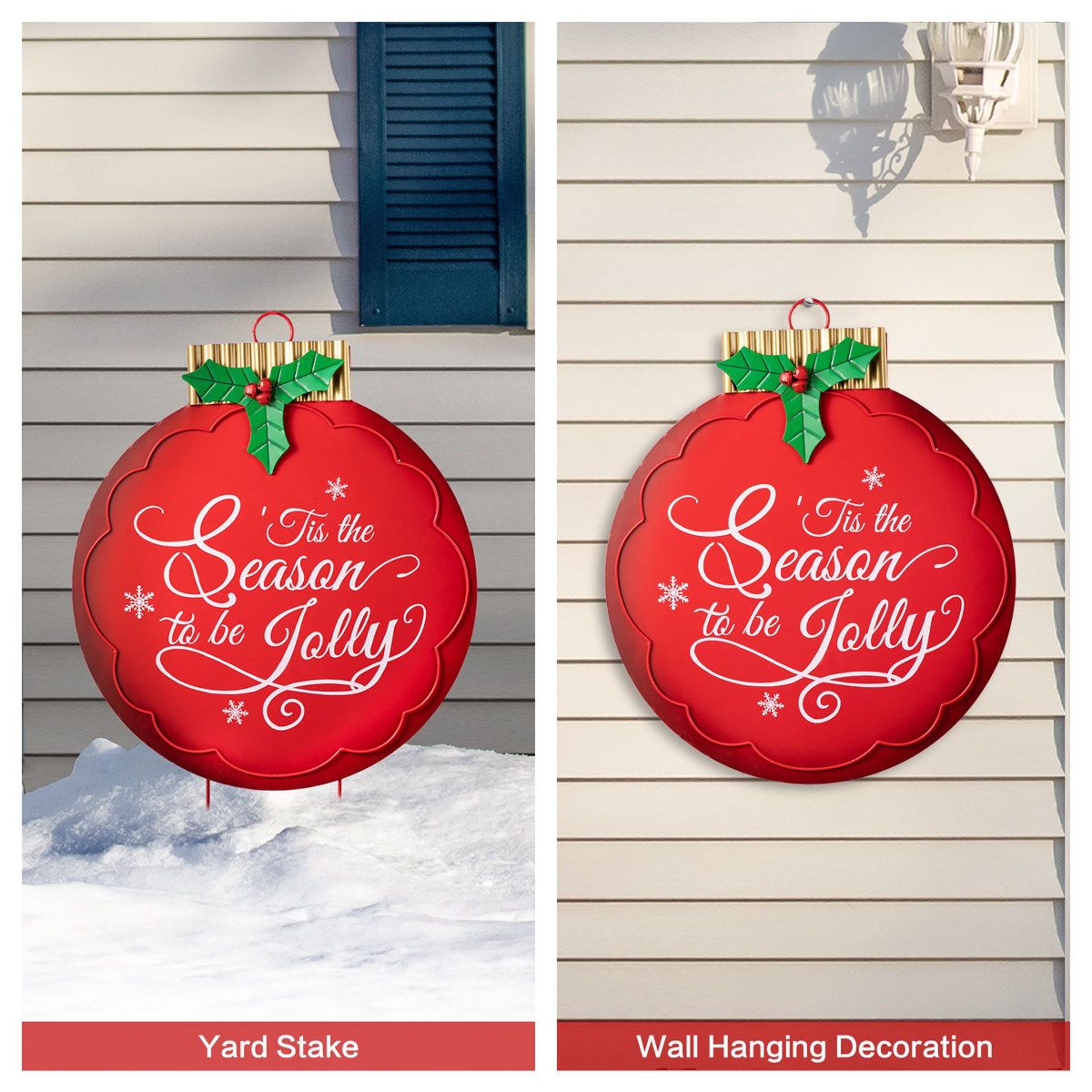 Large Metal Christmas Ornament Yard Stake And Wall Decor 9