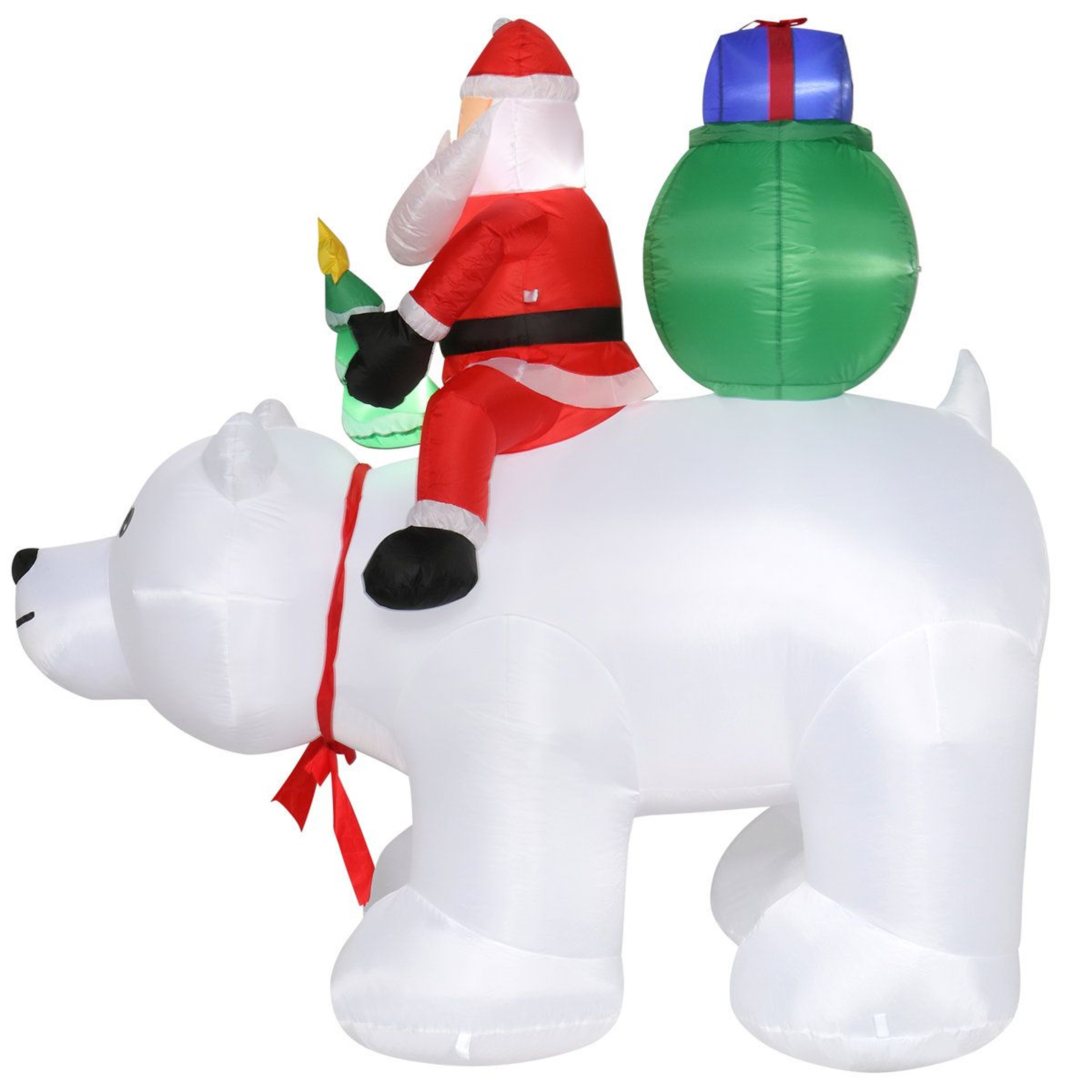 LED Christmas Santa And Polar Bear Inflatable Decoration With Warm White Lights 7