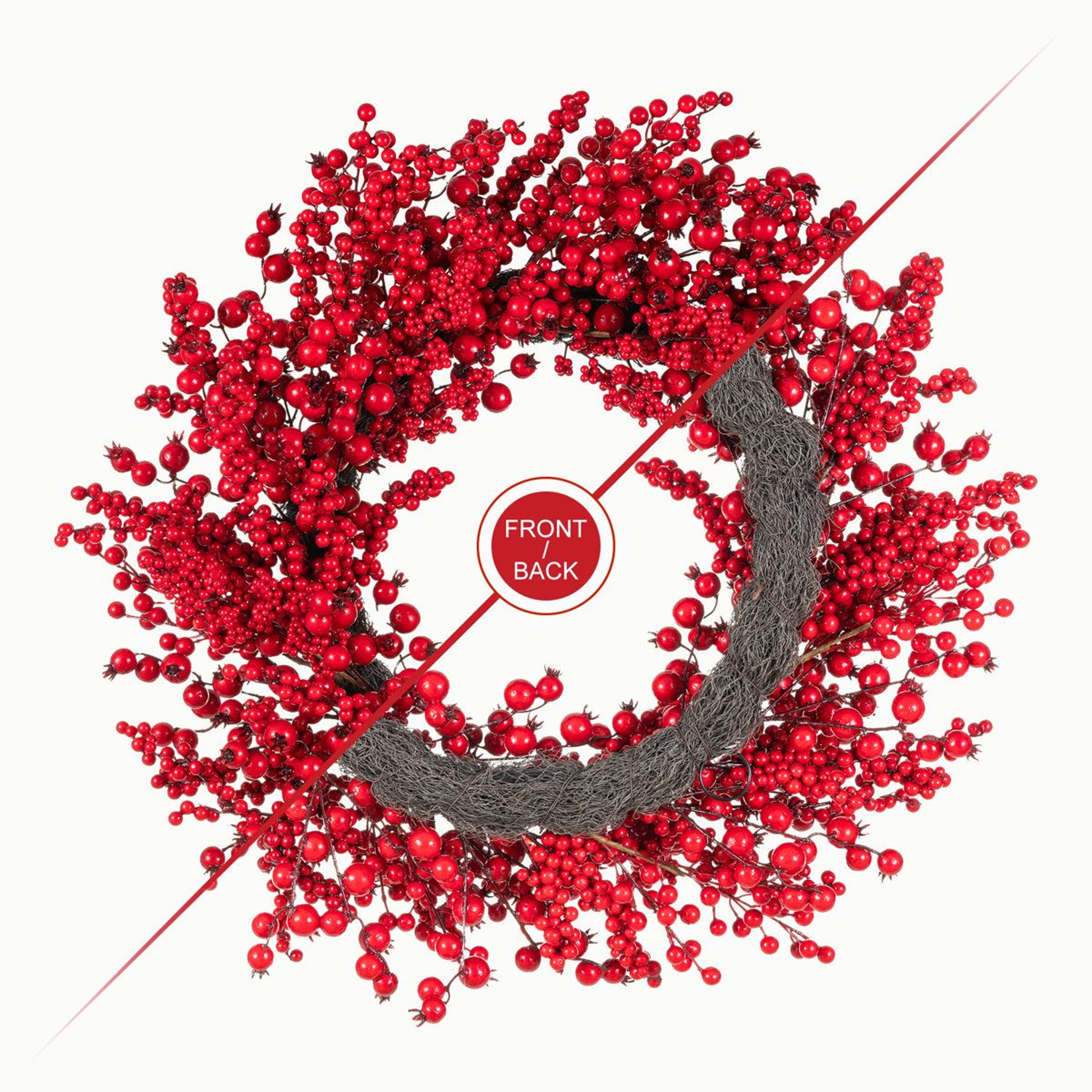 28 Inch Red Christmas Berry Wreath For Holiday Door And Wall Decor 7