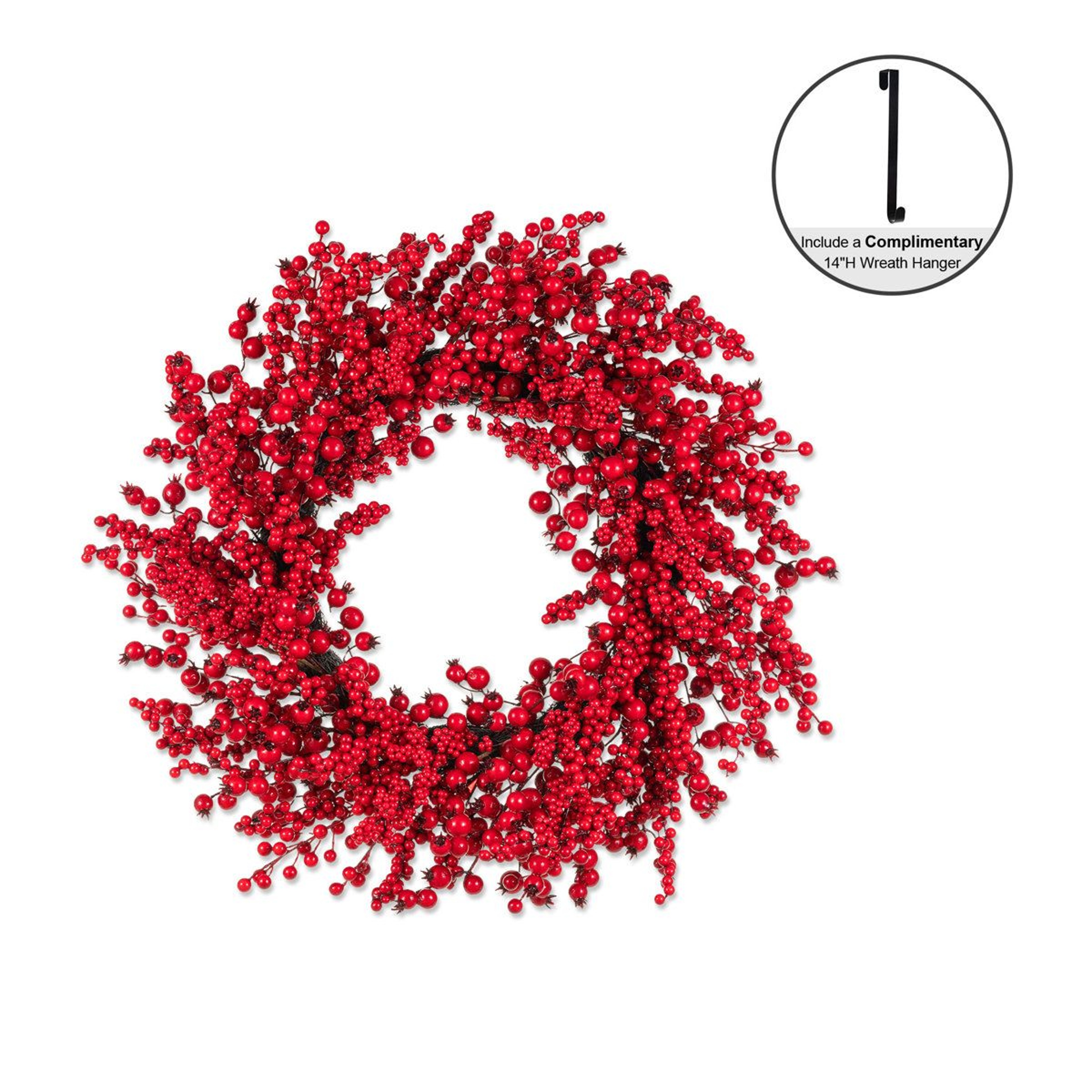 28 Inch Red Christmas Berry Wreath For Holiday Door And Wall Decor 8