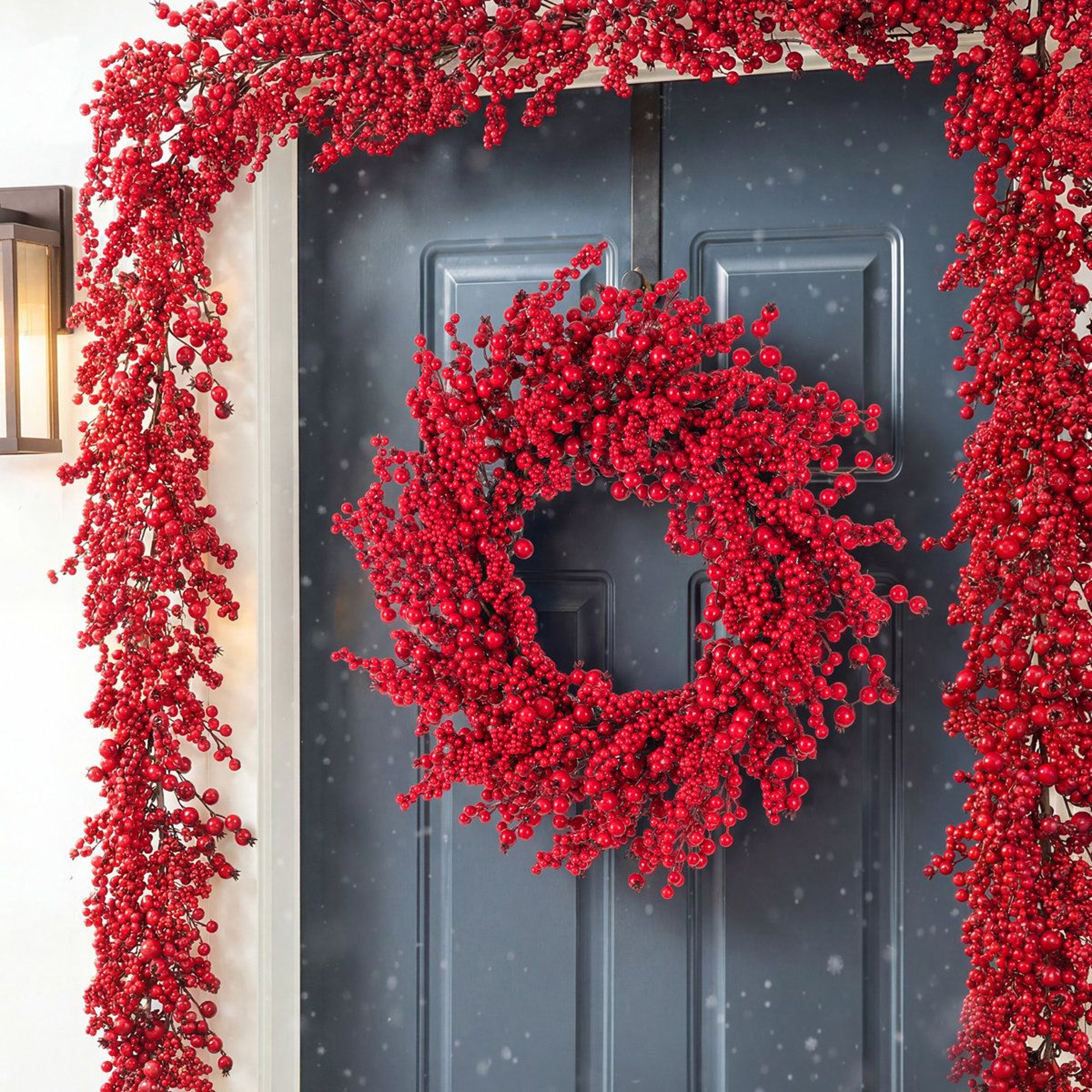 28 Inch Red Christmas Berry Wreath For Holiday Door And Wall Decor 5