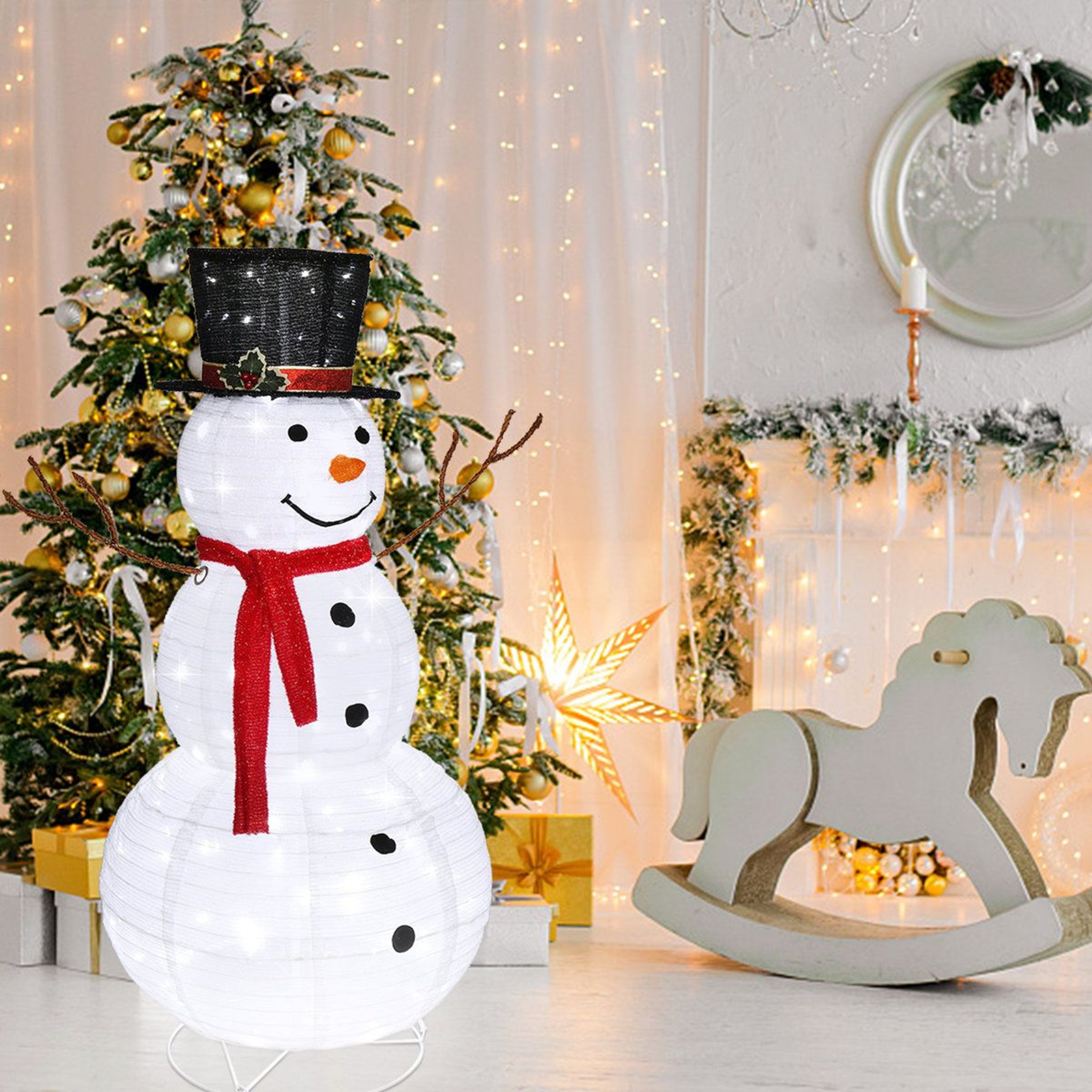 47Inch Lighted Plush Snowman Outdoor Christmas Yard Decoration 4