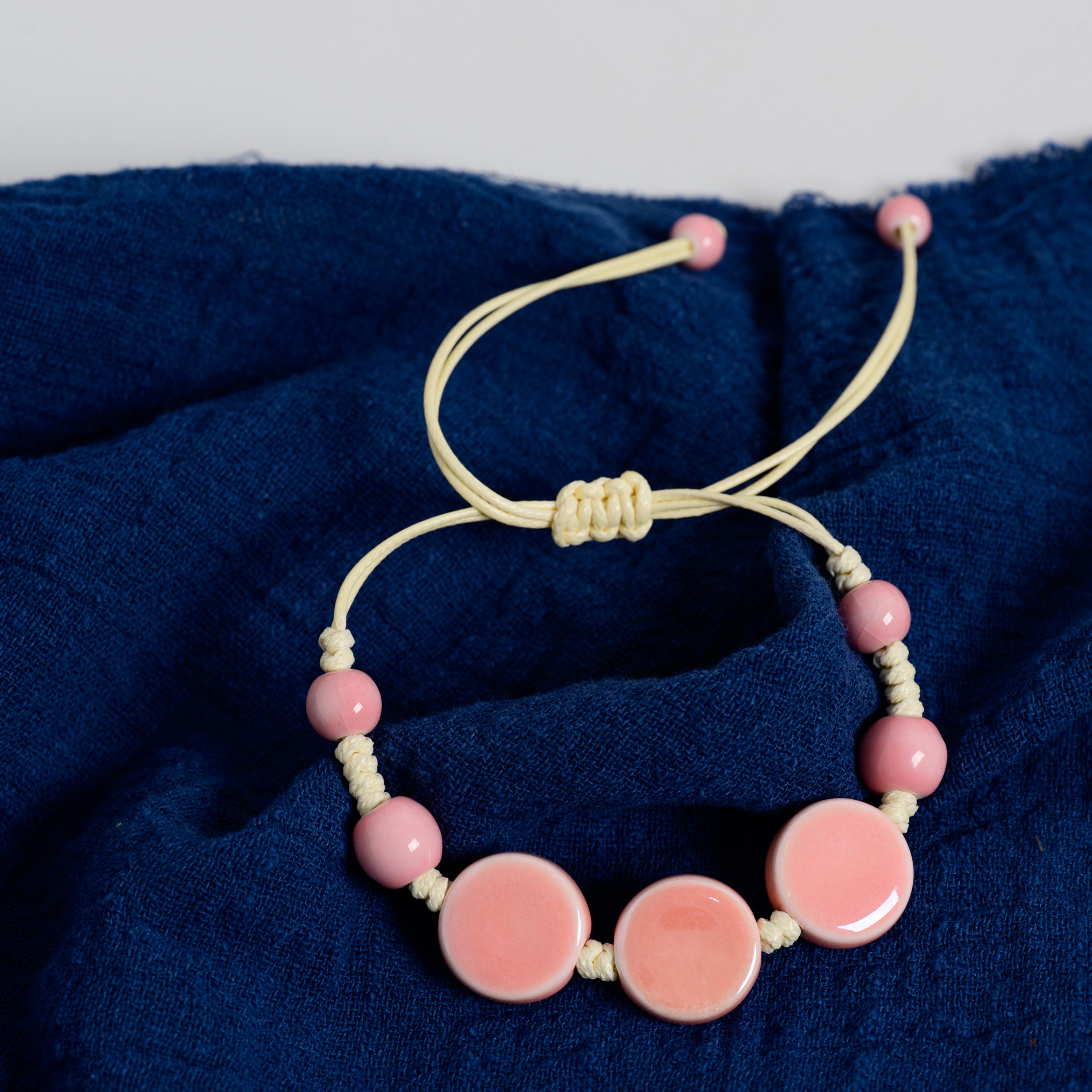 Handmade Pink Ceramic Bracelet – view 3