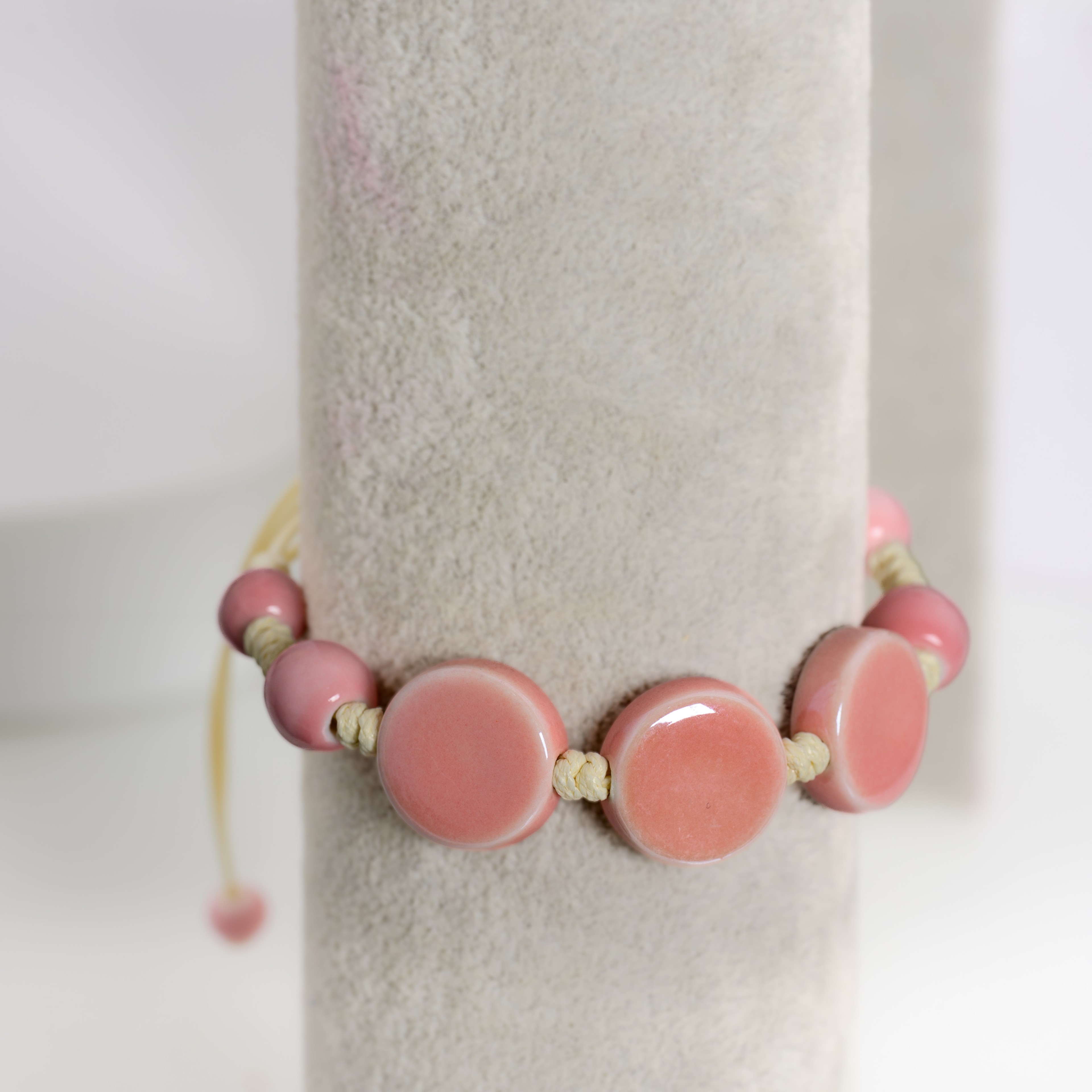 Handmade Pink Ceramic Bracelet – view 5