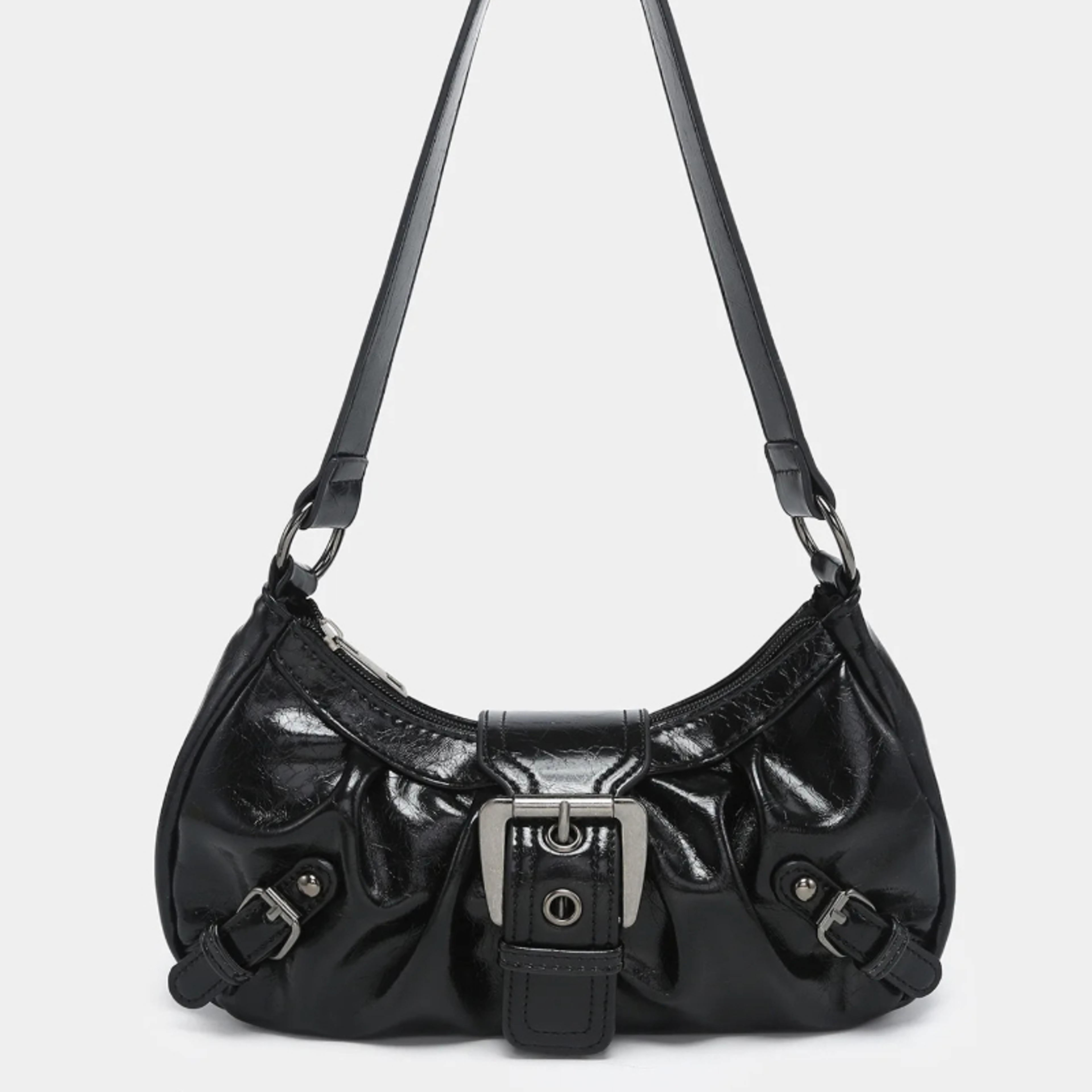 Vintage Leather Shoulder Bag Y2K Retro Armpit Purse – view 14