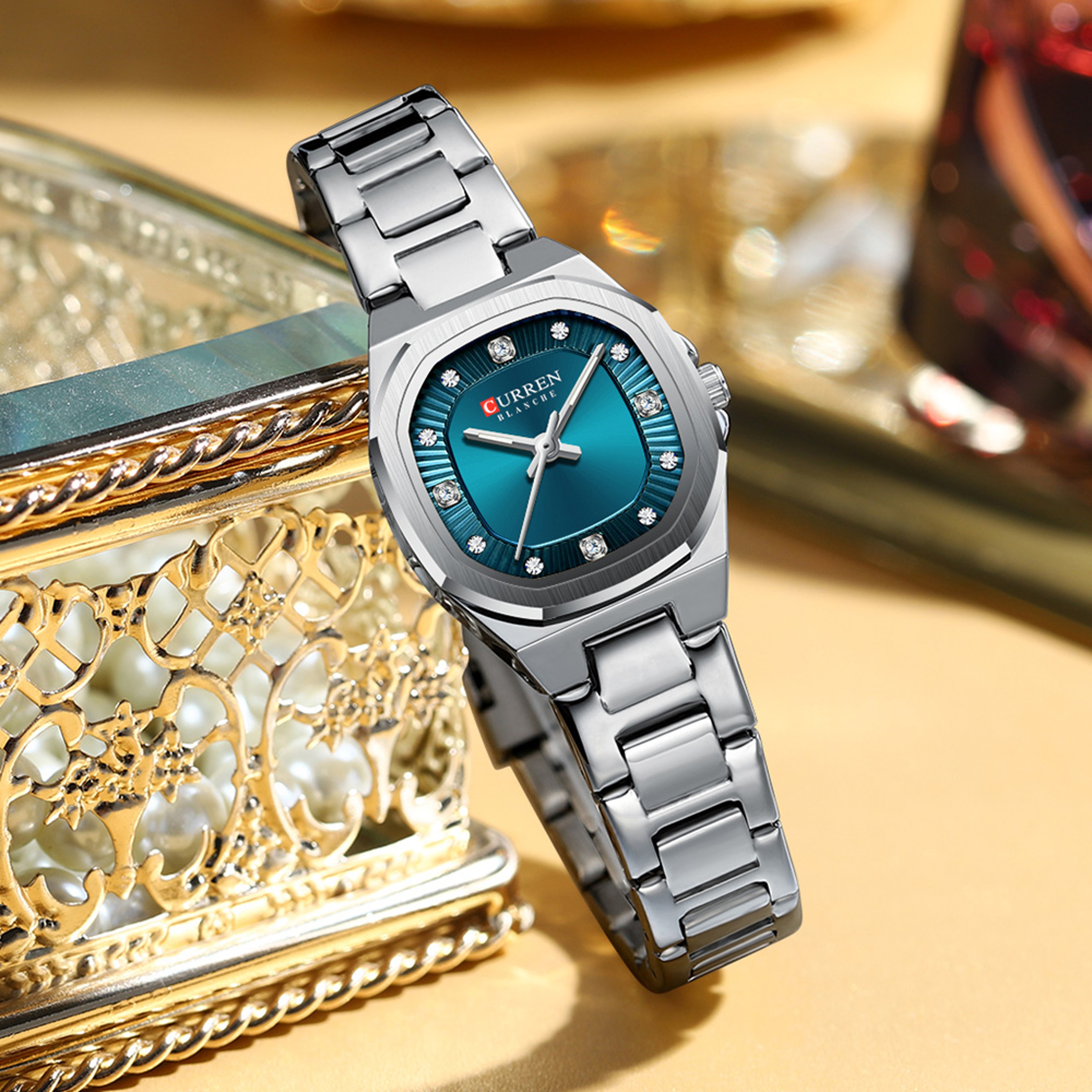 Curren Gold Women Watch Diamond Accents Stainless Steel – view 4
