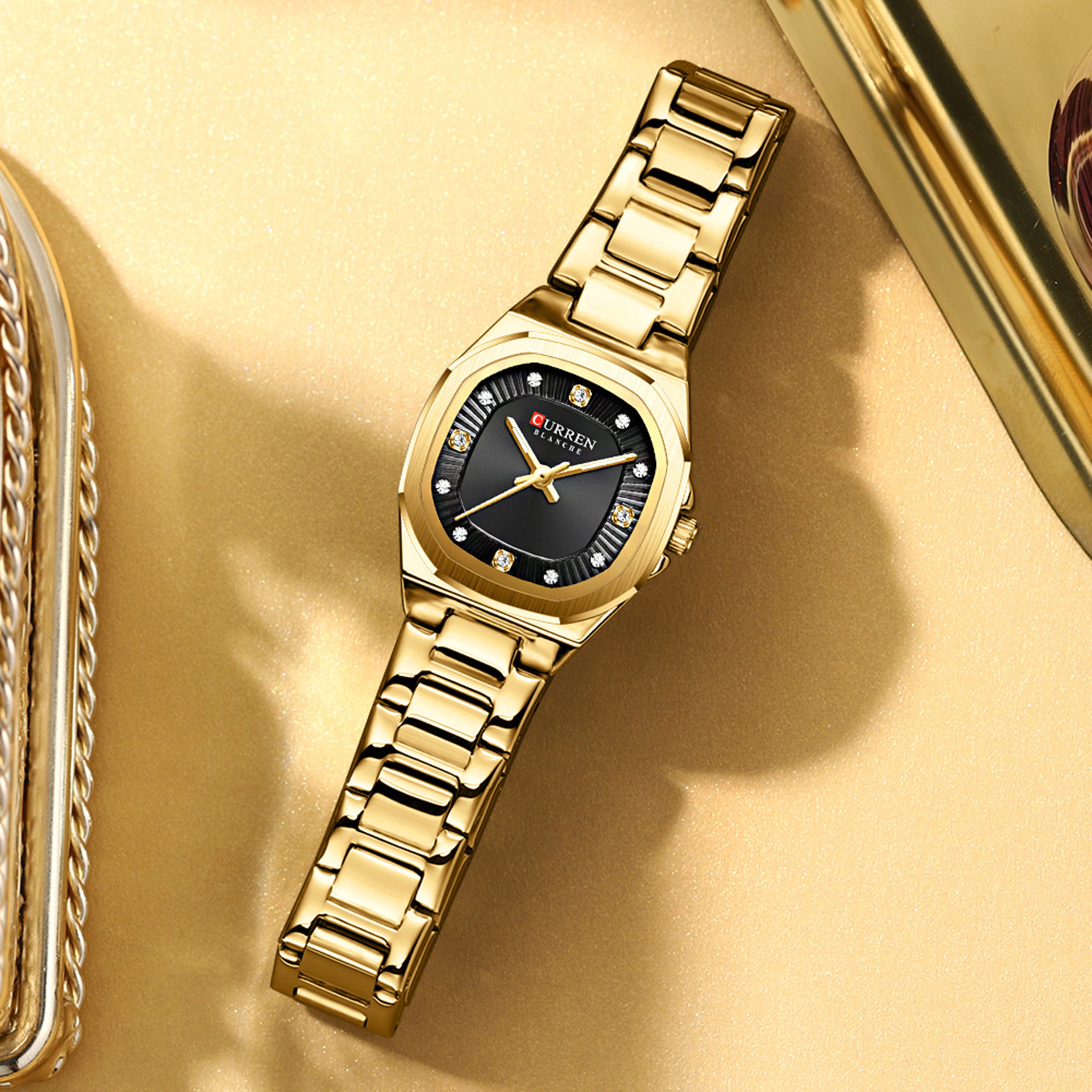 Curren Gold Women Watch Diamond Accents Stainless Steel – view 5
