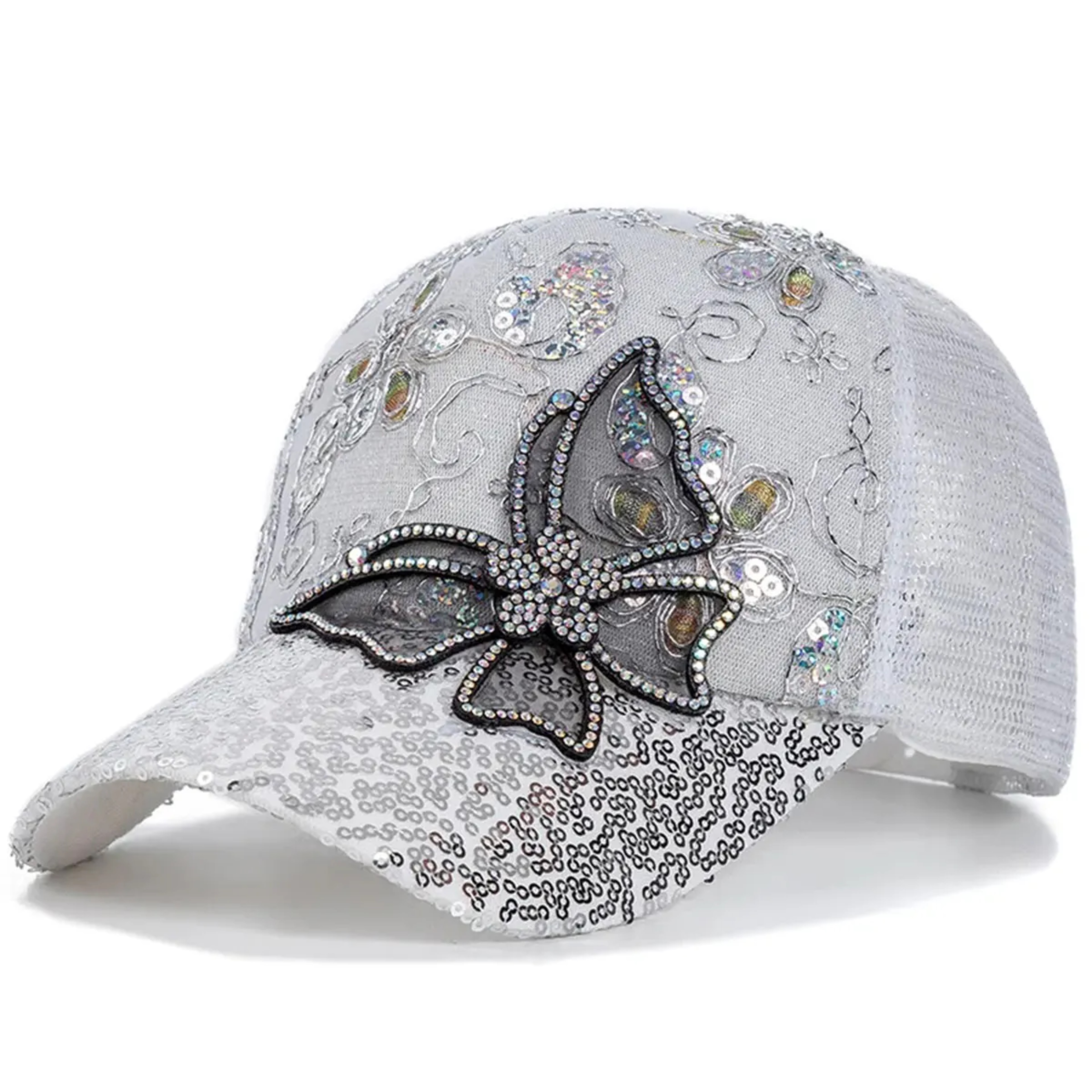 Glitter Butterfly Lace Baseball Net Cap – view 3
