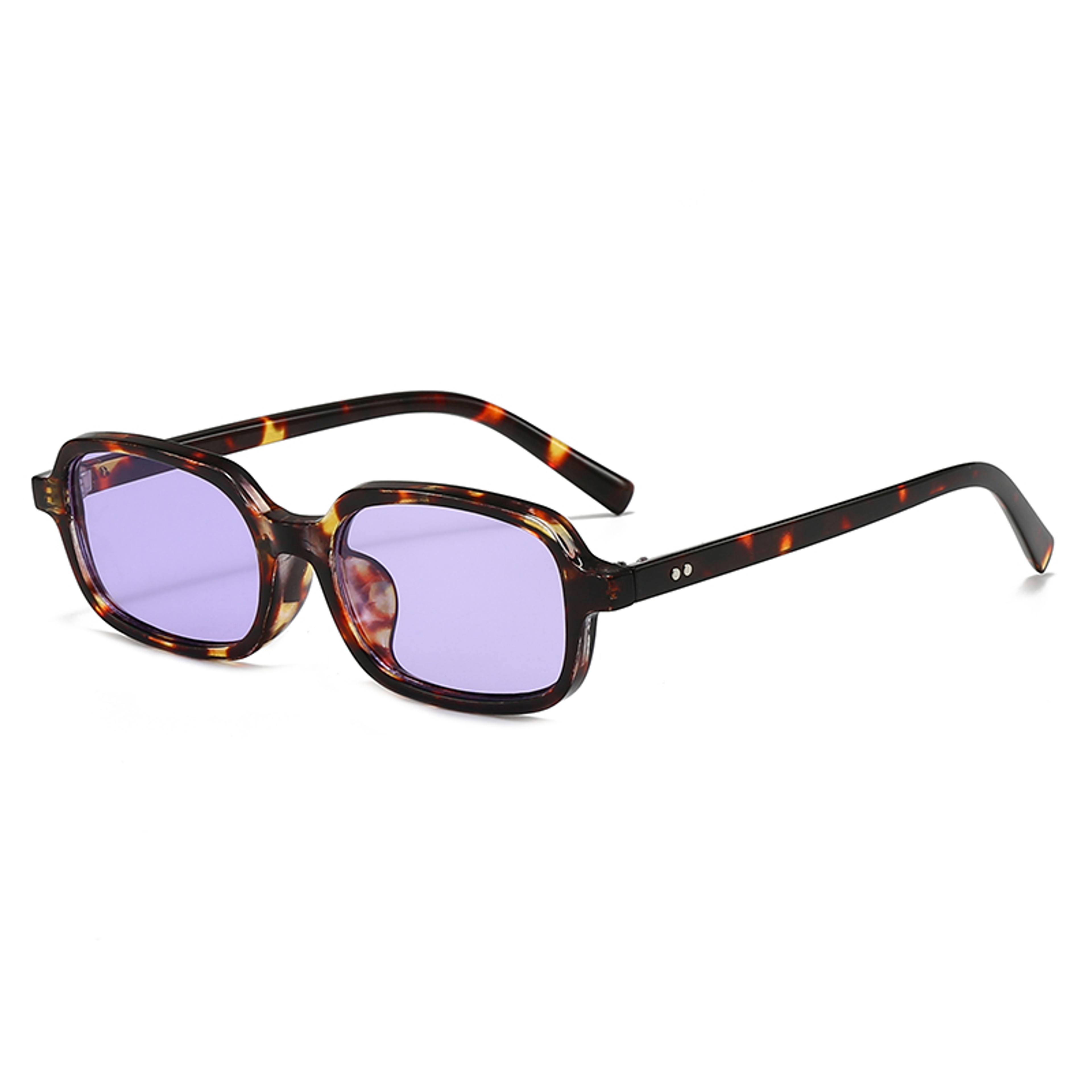 AuraGlow Chic Small Rectangle Sunglasses for Women with Statement Leopard Frame and Colorful Lenses – view 4