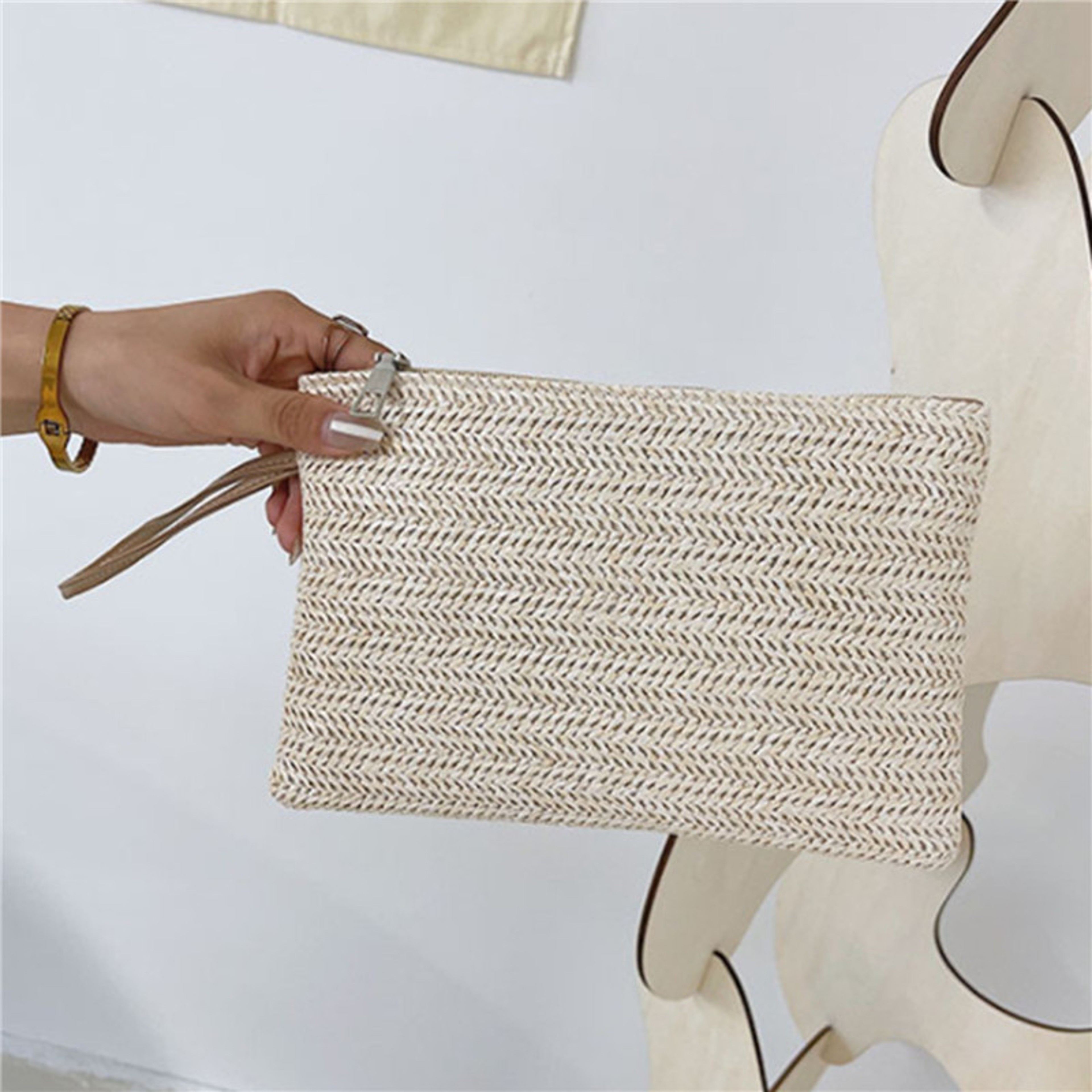 Handwoven Straw Wristlet Clutch for Women – view 4